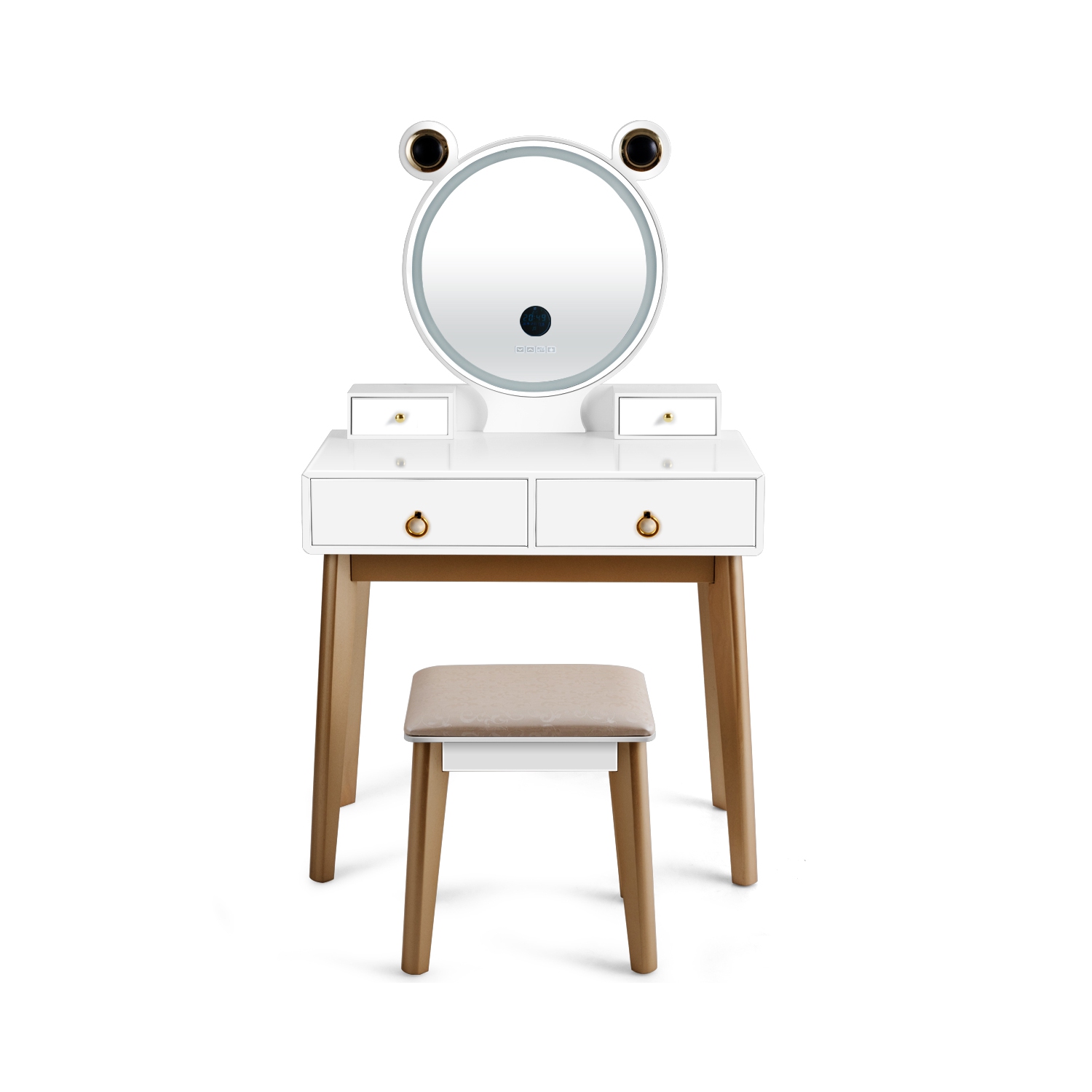 Ensemble de table de pansement de vanité avec miroir de gradation d’écrantouch