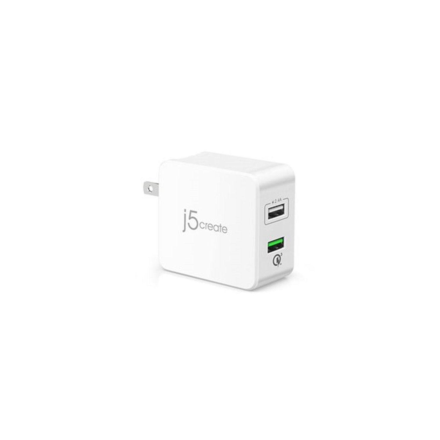 J5Create - Chargeur mural USB 3.0 avec 2 ports, blanc