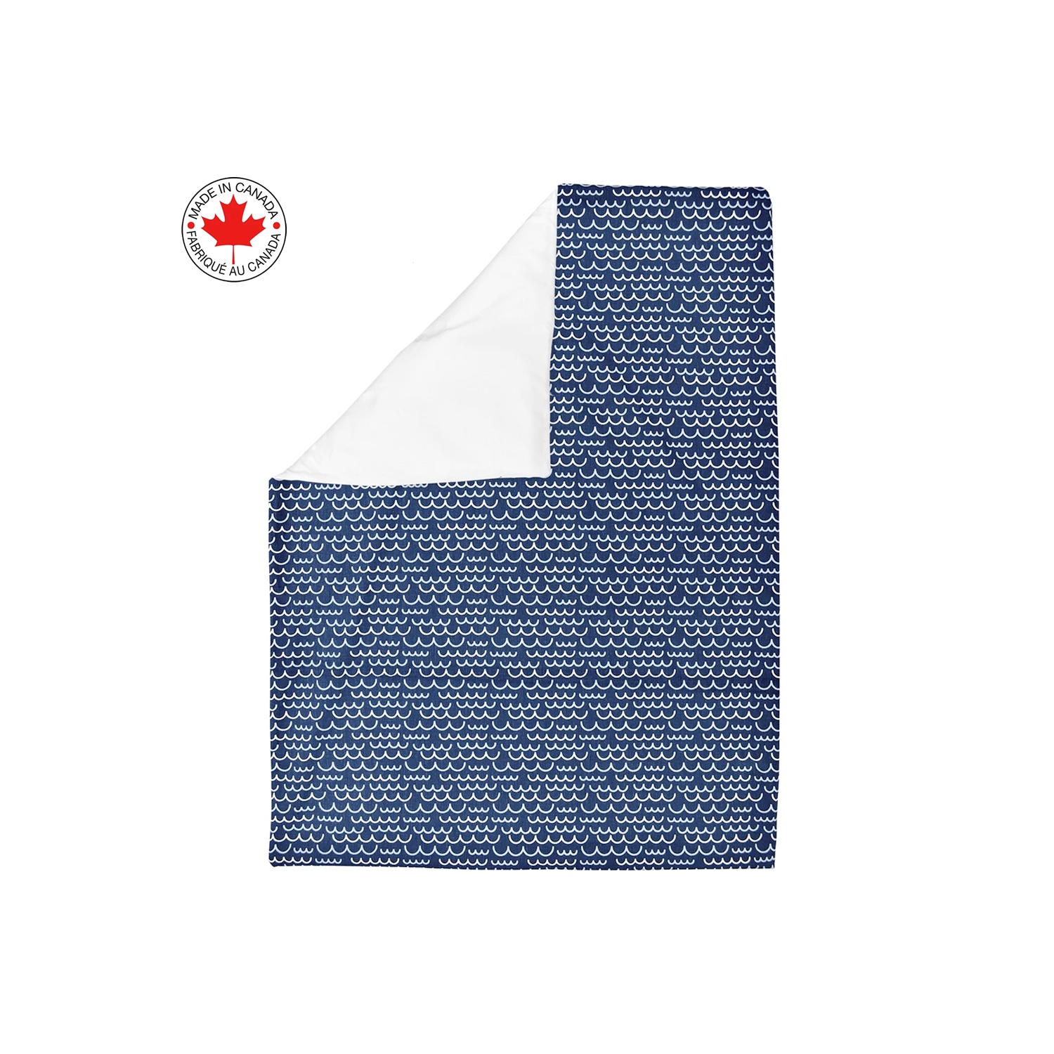 BEBELELO- BABY CRIB BEDDING 4 PIECE - NAVY BLUE AND WHITE BABY WITH WAVE PATTERN 