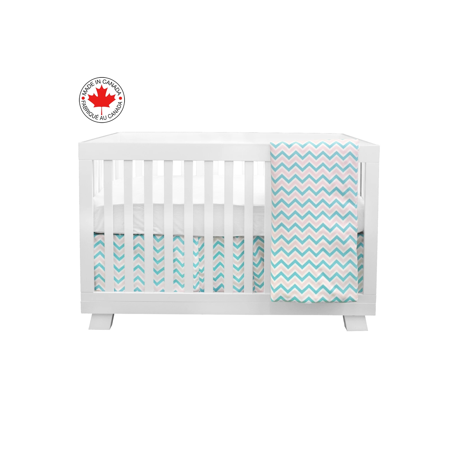 BEBELELO- LITERIE 4 MORCEAUX POUR BÉBÉ GRIS ET BEIGE AVEC UN MOTIF DE TRIANGLES