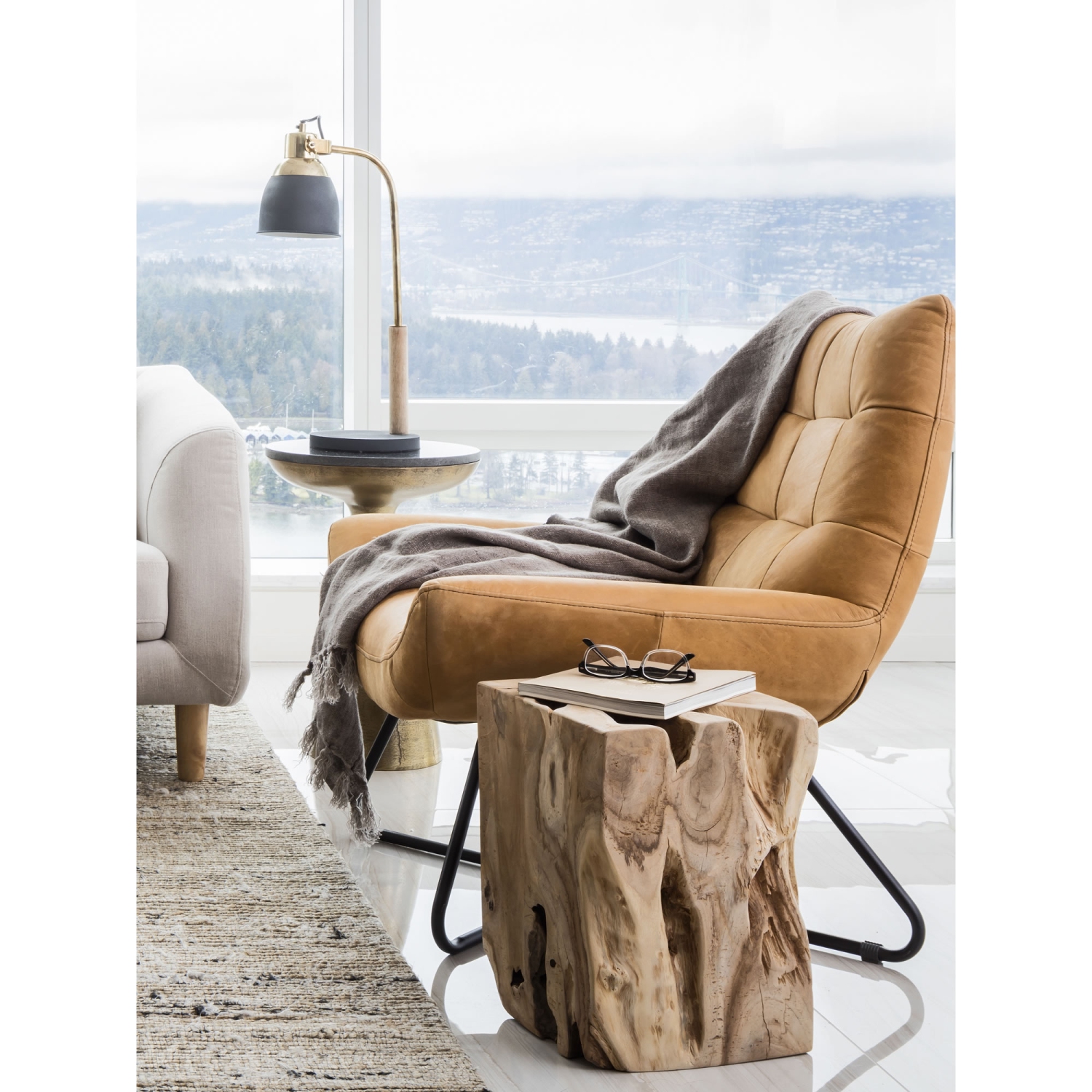 Cognac Leather Accent Chair : Comfortable, stylish accent seating that