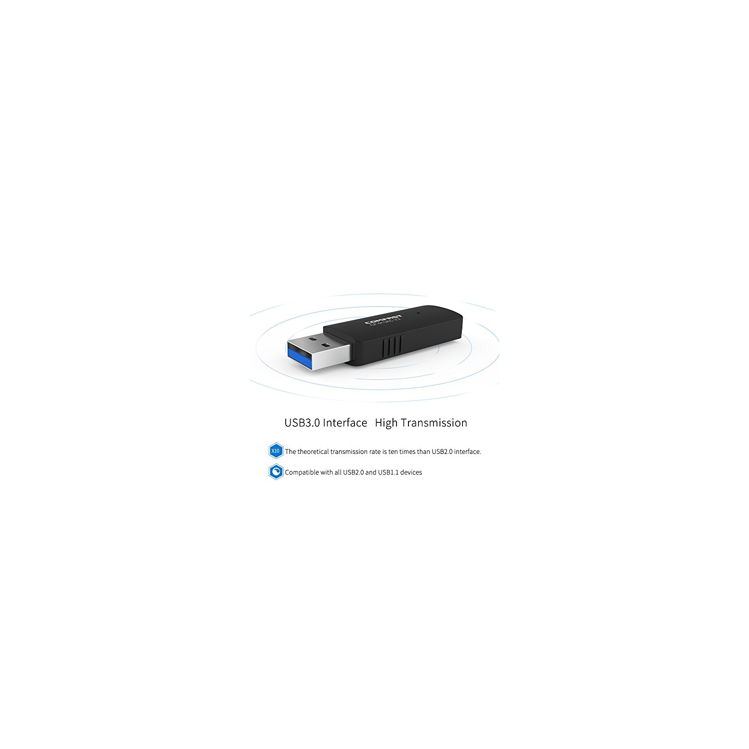 COMFAST AC1200 USB 3.0 Wireless WiFi Adapter, 2.4GHz & 5GHz 802.11ac Dual Band Wireless Wi-Fi Network Adapter, Supports