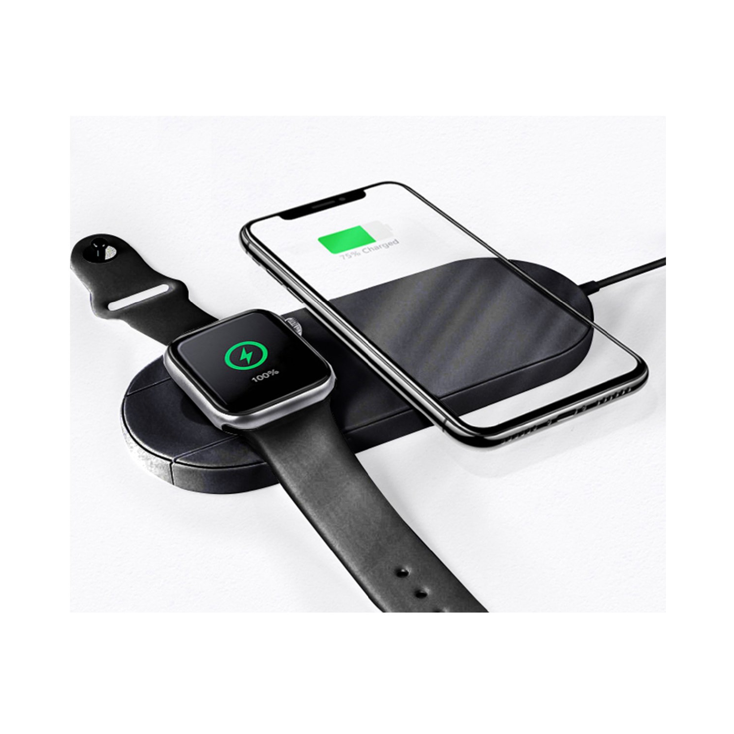 IMGADGETS Fast Dual Wireless Charging Stand for iPhone, Apple Watch (Series 1 - 4), AirPods & Other Qi-Enabled Smart Devices