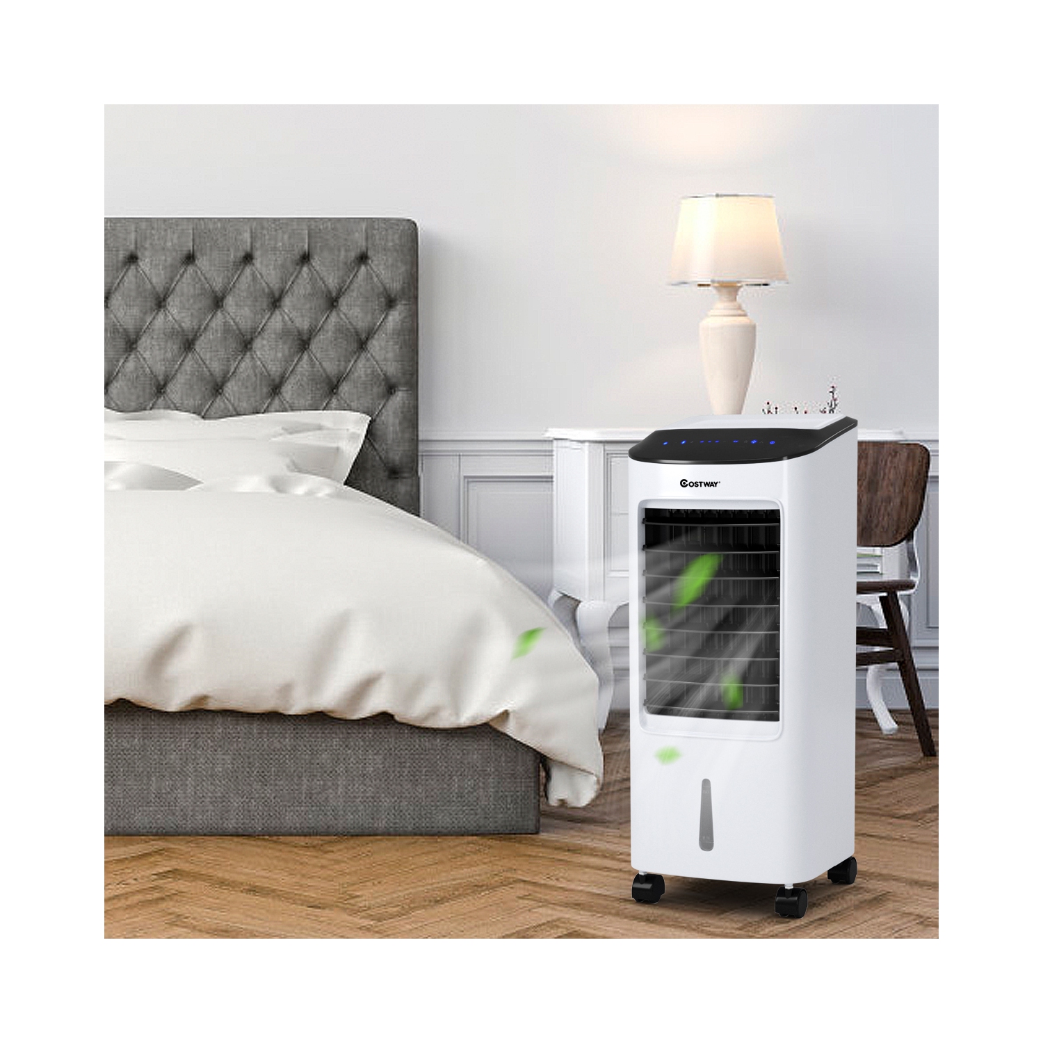 Ventilateur et humidificateur d'air mobile à évaporation avec filtre et télécommande