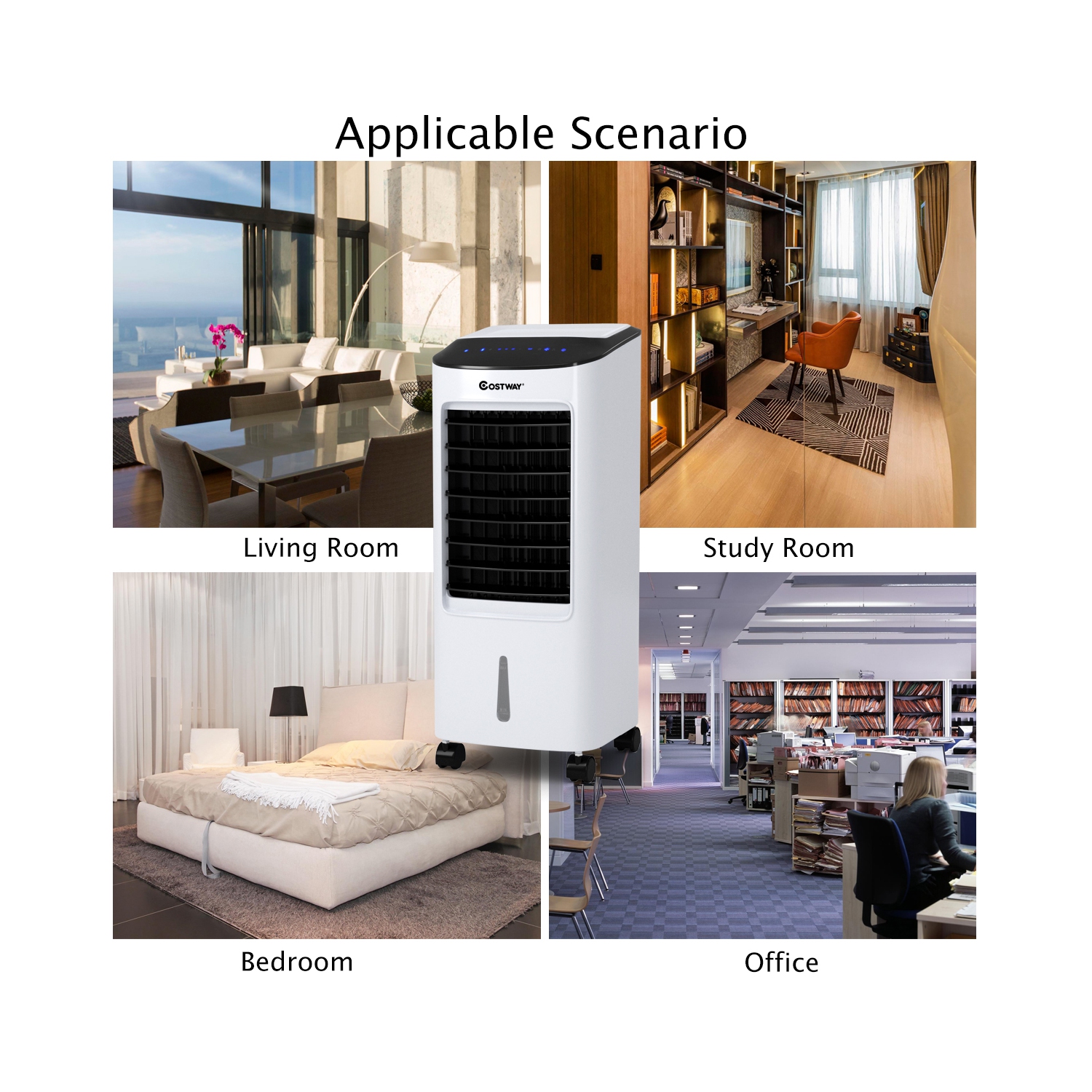 Ventilateur et humidificateur d'air mobile à évaporation avec filtre et télécommande