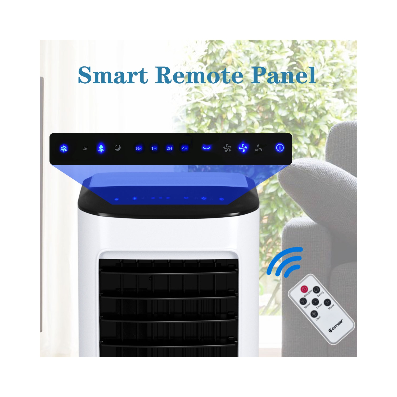 Ventilateur et humidificateur d'air mobile à évaporation avec filtre et télécommande