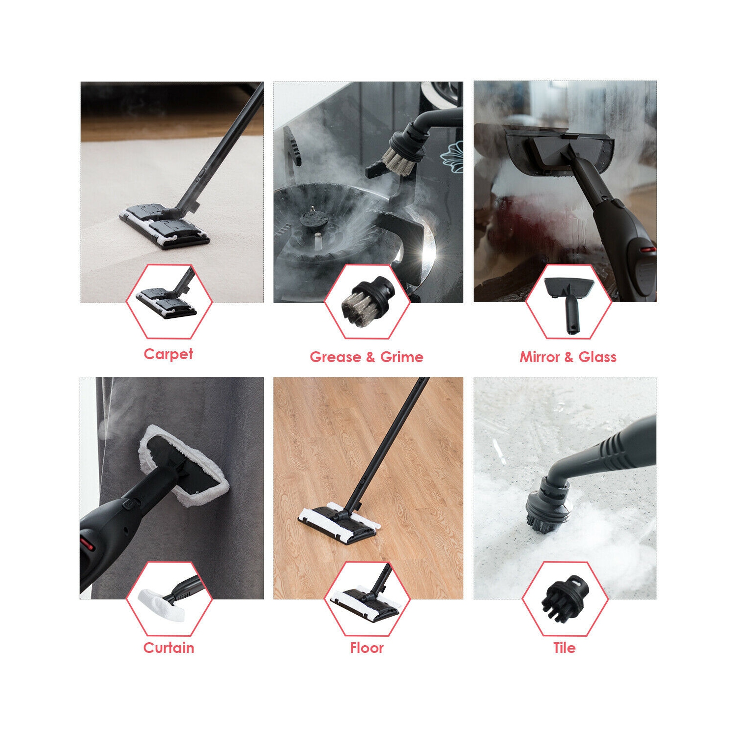 Costway 2000W Heavy Duty Steam Cleaner Mop Multi-Purpose W/19 Accessories 4.0 Bar 1.5L