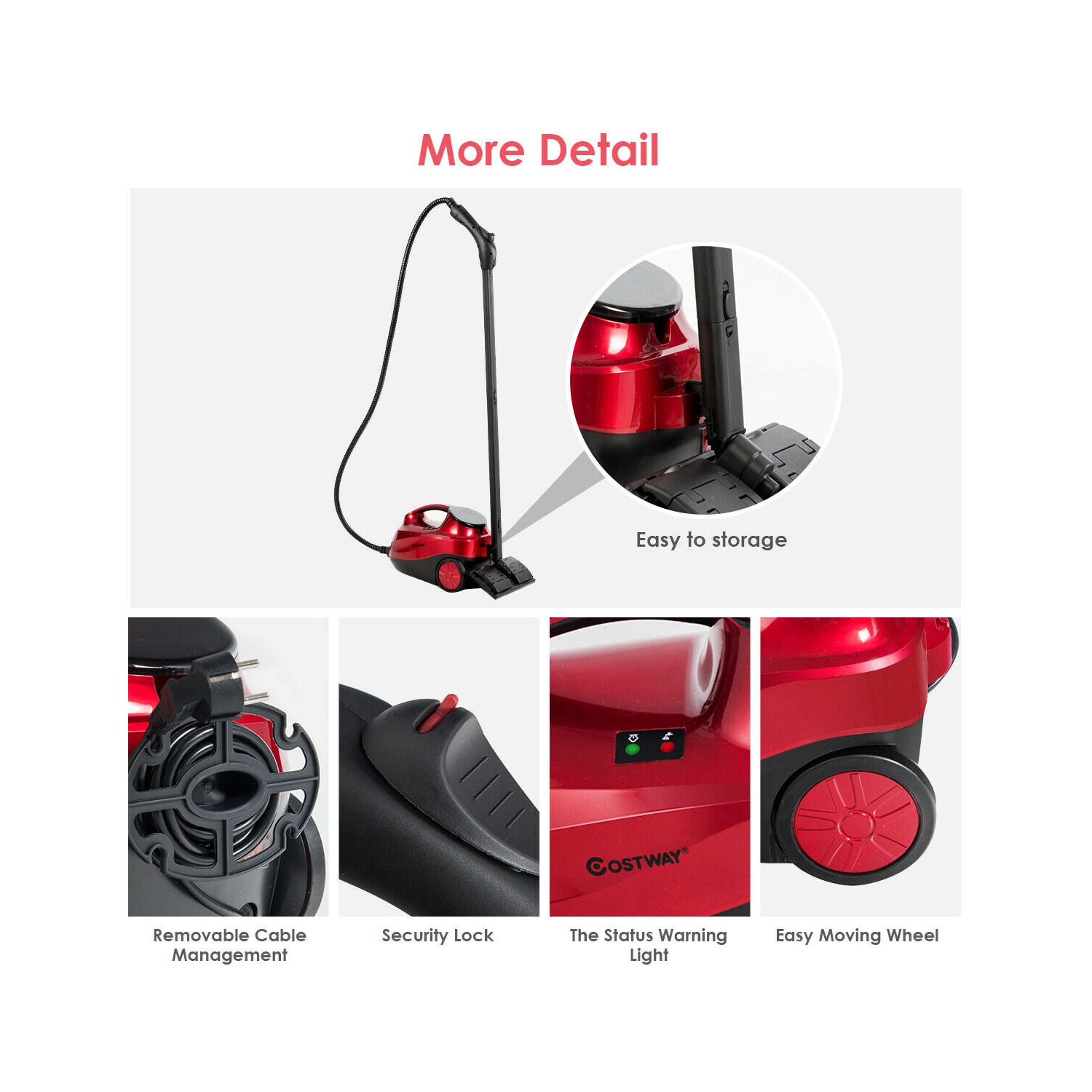 Costway 2000W Heavy Duty Steam Cleaner Mop Multi-Purpose W/19 Accessories 4.0 Bar 1.5L