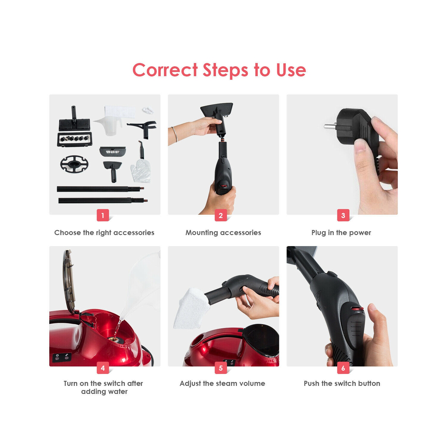 Costway 2000W Heavy Duty Steam Cleaner Mop Multi-Purpose W/19 Accessories 4.0 Bar 1.5L