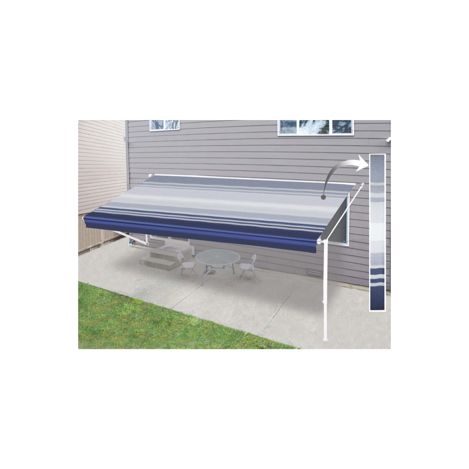 ALEKO 15X8 Feet RV Awning Fabric Replacement for Retractable Awning, Blue Stripes Color