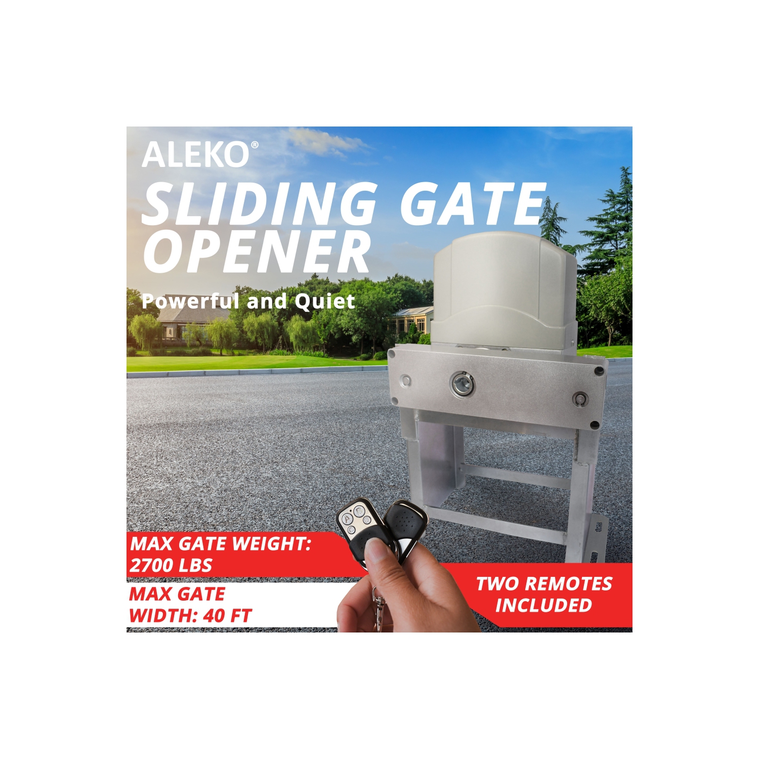 ALEKO AC2700NOR Sliding Gate Opener for Sliding Gates