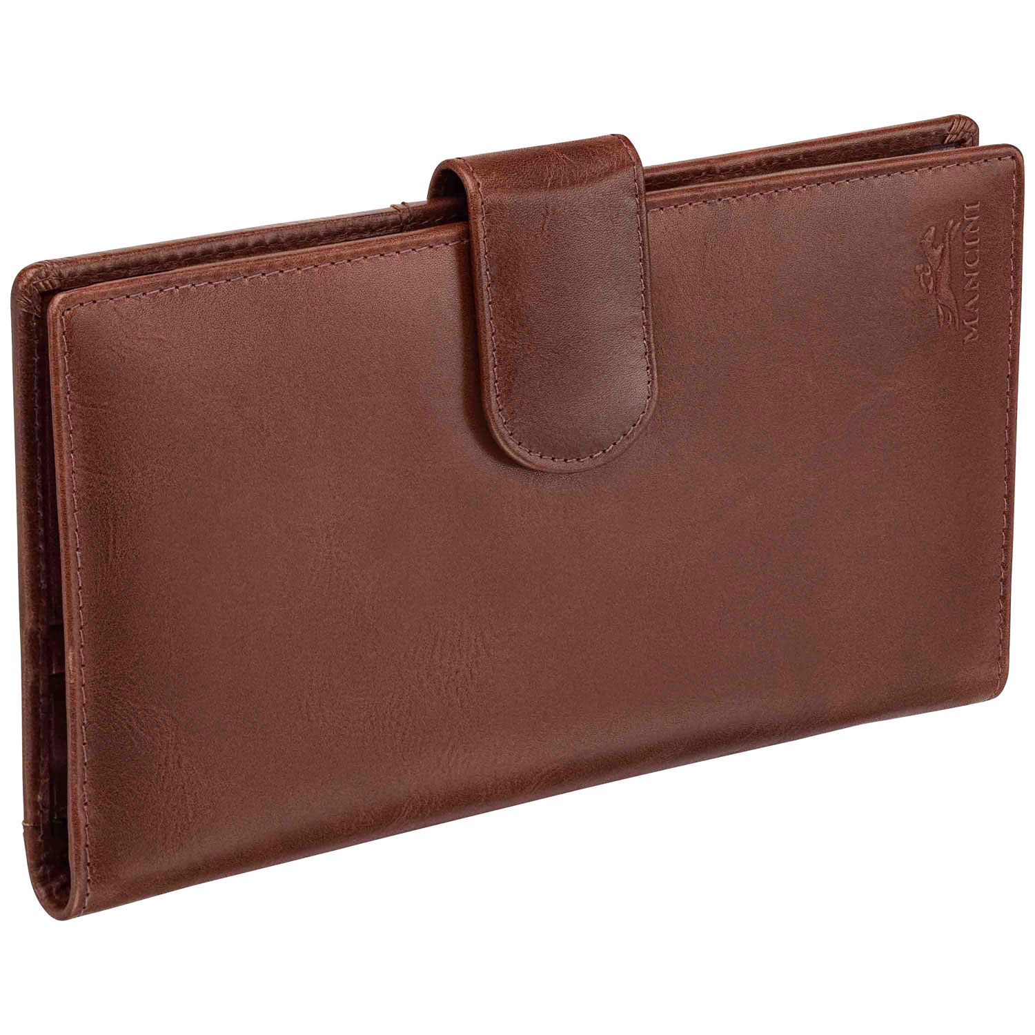 Portefeuille de voyage RFID à deux volets en cuir véritable Casablanca de Mancini - Brun