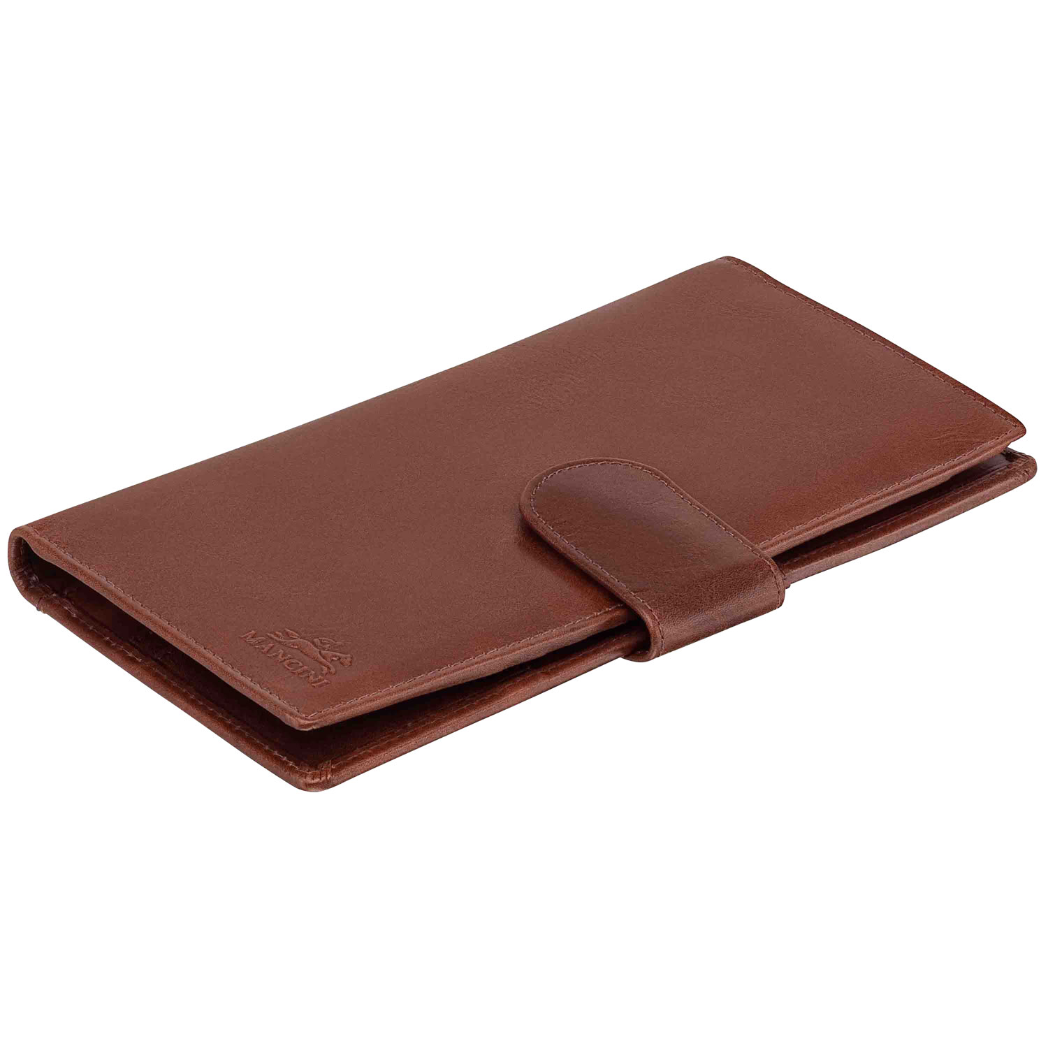 Portefeuille de voyage RFID à deux volets en cuir véritable Casablanca de Mancini - Brun