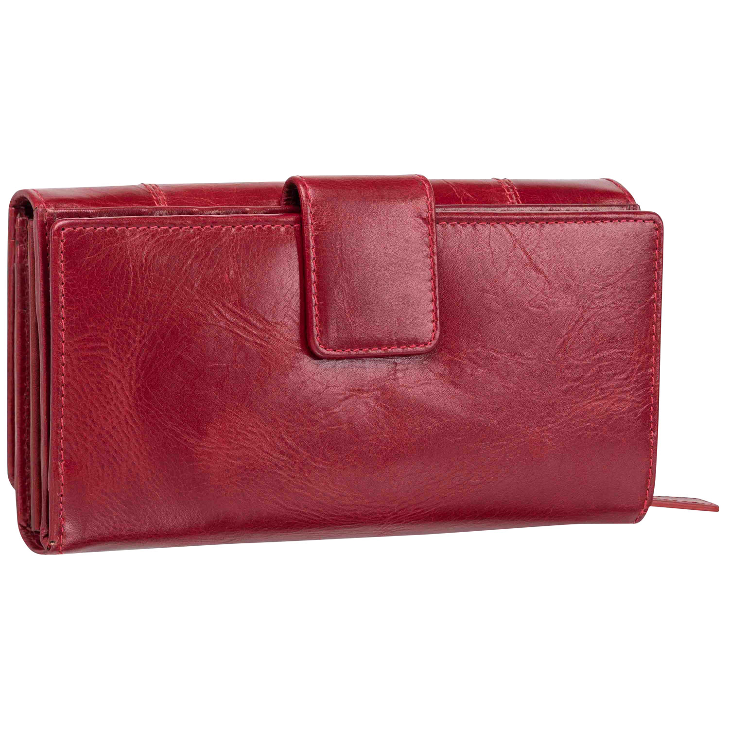 Mancini Casablanca RFID Genuine Leather Tri-fold Clutch Wallet - Red