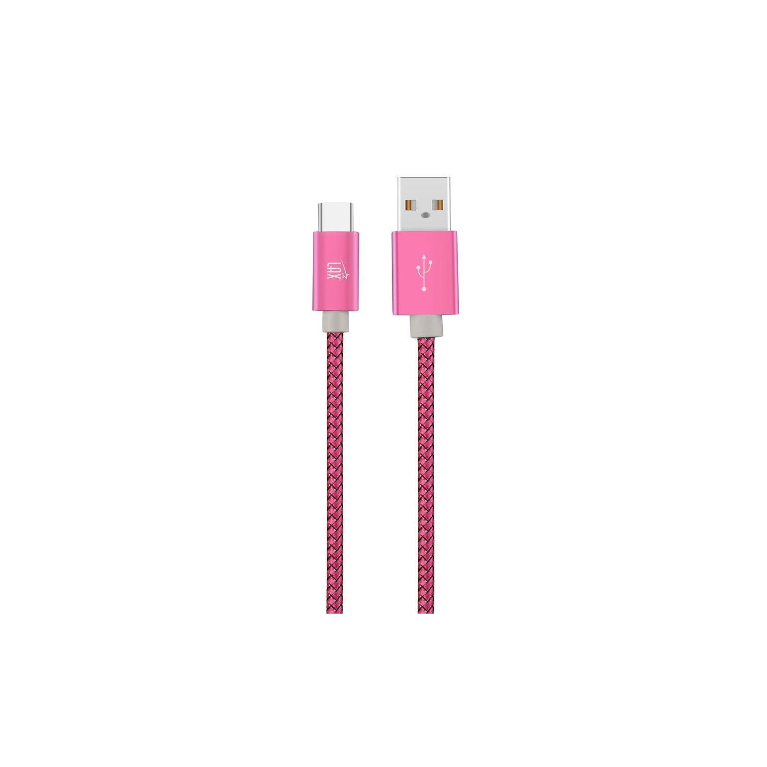 LAX - 6 Feet USB Type-C to USB-A Cable, Braided and Durable, Magenta