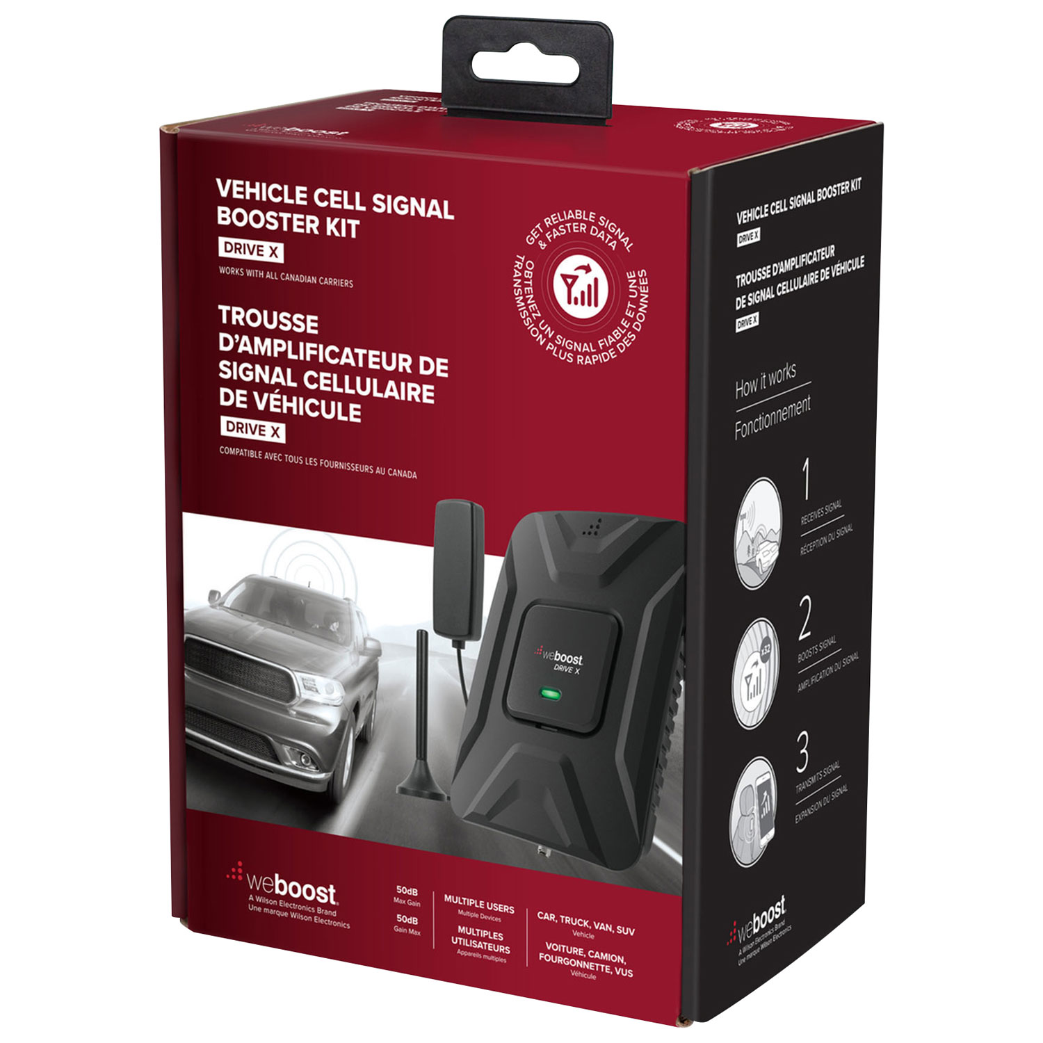 Trousse d'amplification du signal cellulaire Drive X pour véhicule de weBoost - Noir