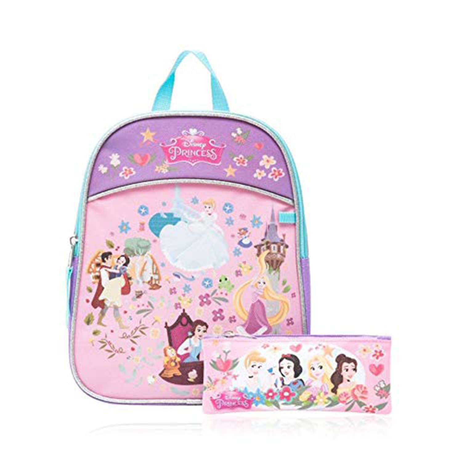 Sac à dos de 11 po avec sac à dos pour enfants Princess et étui à crayons pour enfants - [rose]