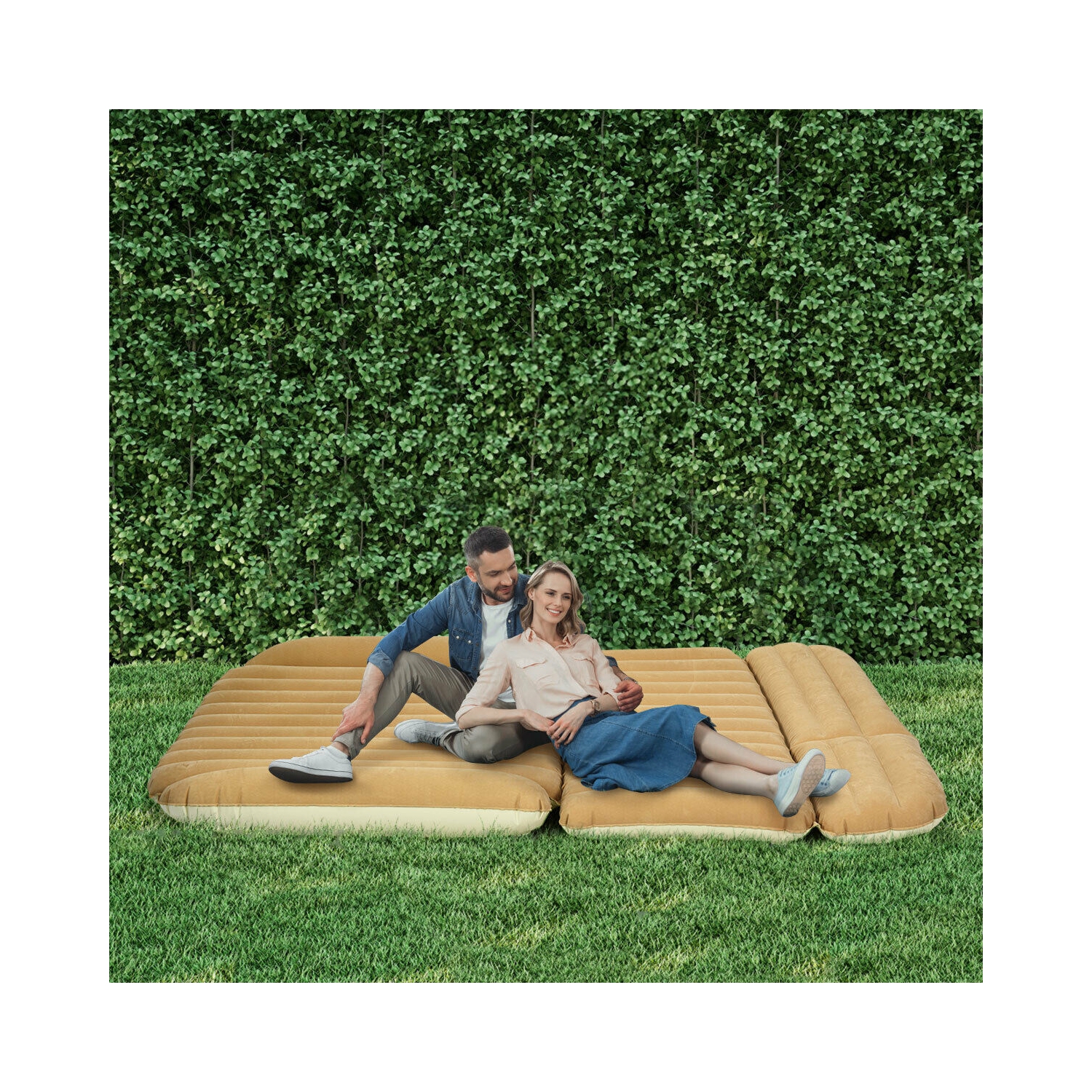 Gymax Inflatable SUV Air Backseat Mattress Flocking Travel Pad w/Pump Camping Travel