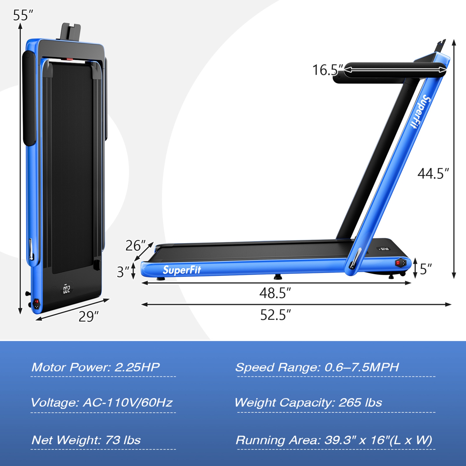 Tapis roulant motorisé pliable sous le bureau Tapis roulant électrique Télécommande APP