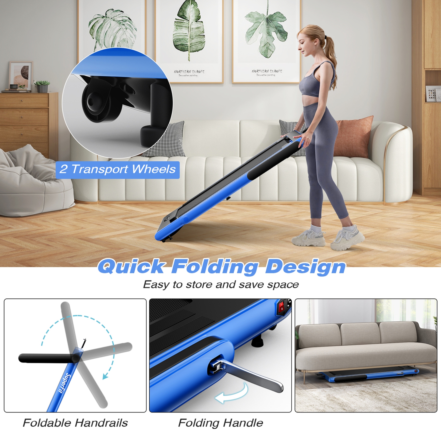 Tapis roulant motorisé pliable sous le bureau Tapis roulant électrique Télécommande APP