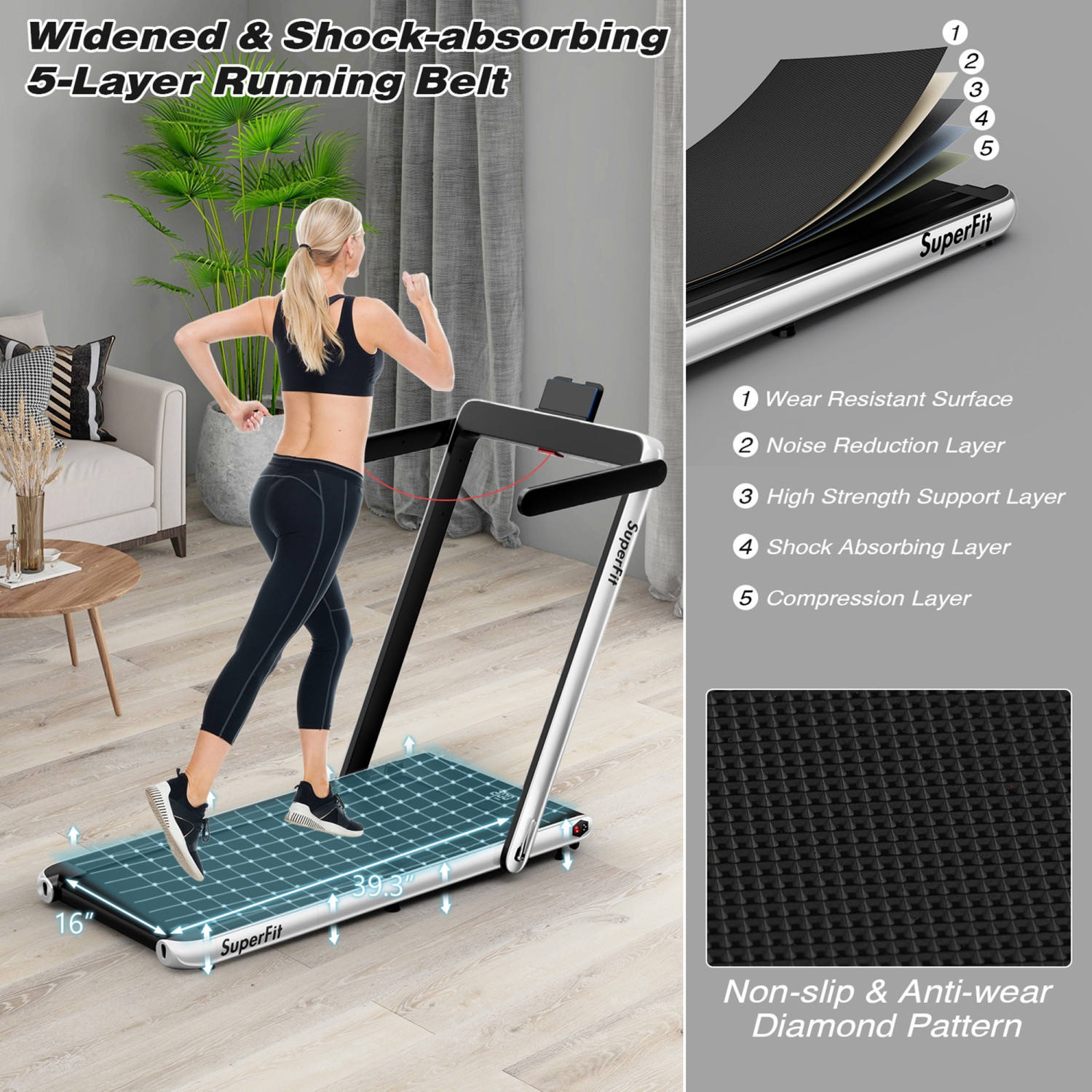 Tapis roulant motorisé pliable sous le bureau Tapis roulant électrique Télécommande APP