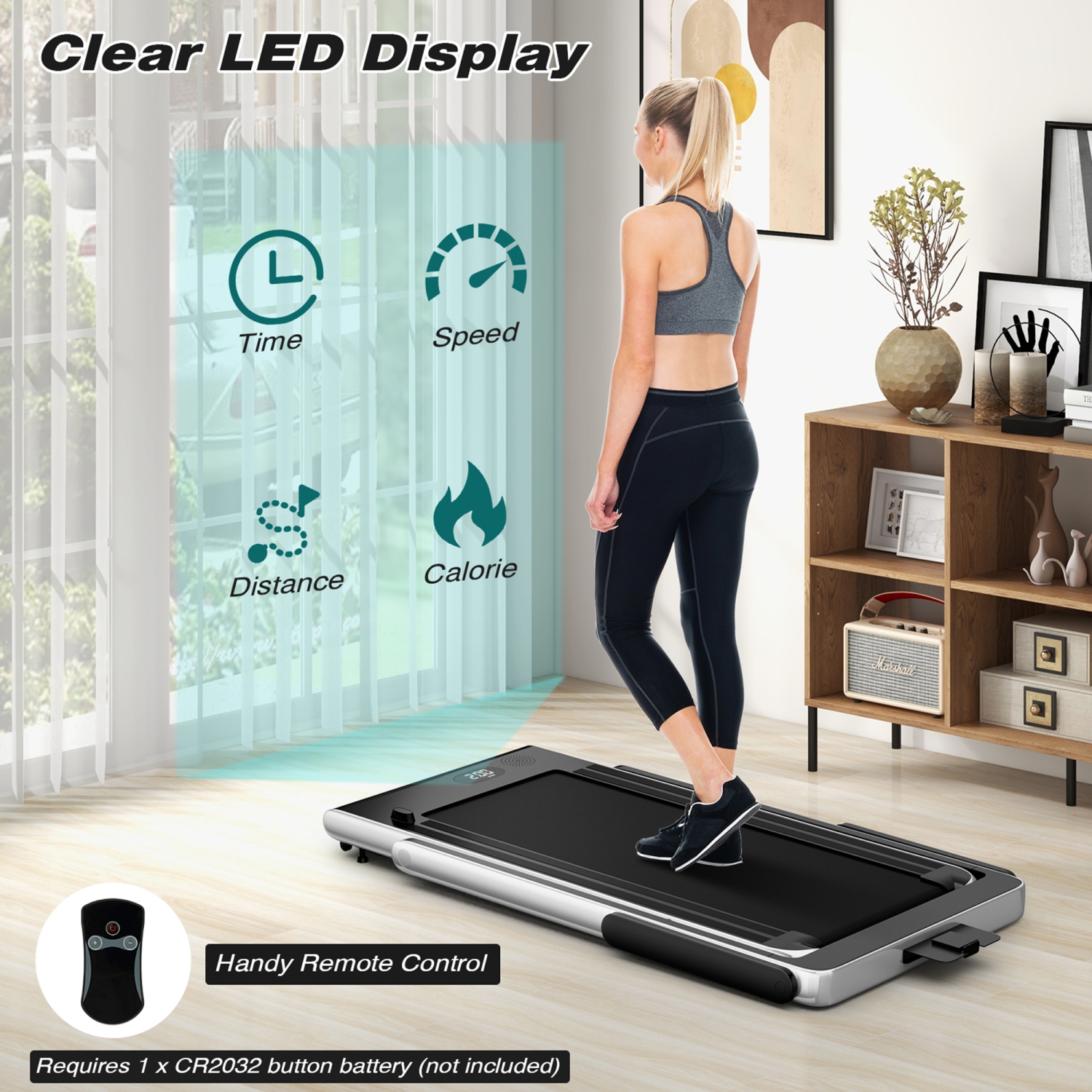 Tapis roulant motorisé pliable sous le bureau Tapis roulant électrique Télécommande APP