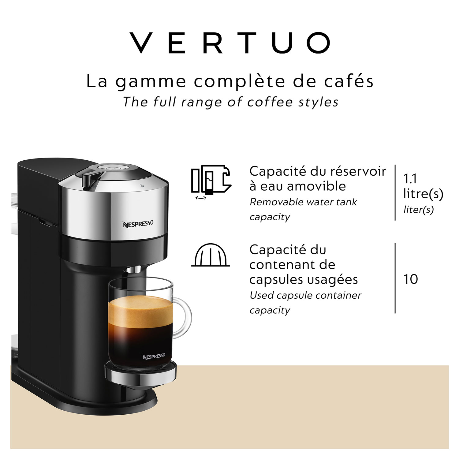 Machine Nespresso de Luxe avec porte-gobelet de série, 50 tasses / capsules, unité