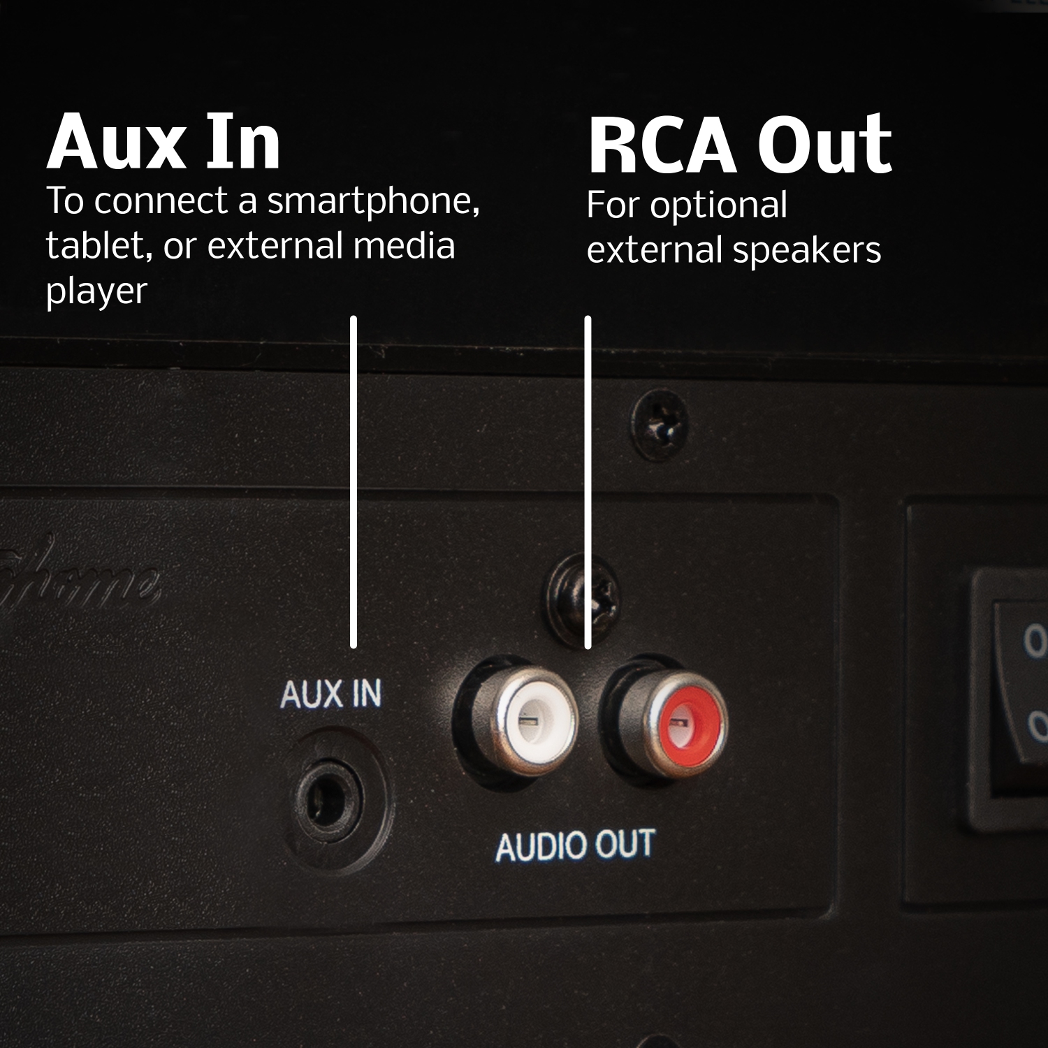Chaîne stéréo avec tourne-disque rétro Kingston d’Electrohome et câble auxiliaire 3,5 mm en prime