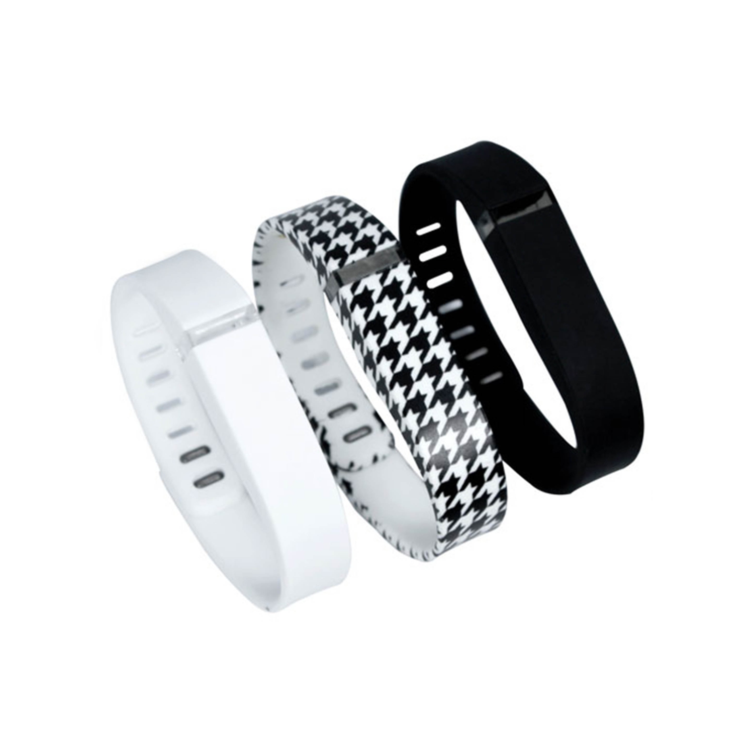 Adreama Silicone Replacement Band for Fitbit Flex - 3 pack (White/Houndstooth/Black)