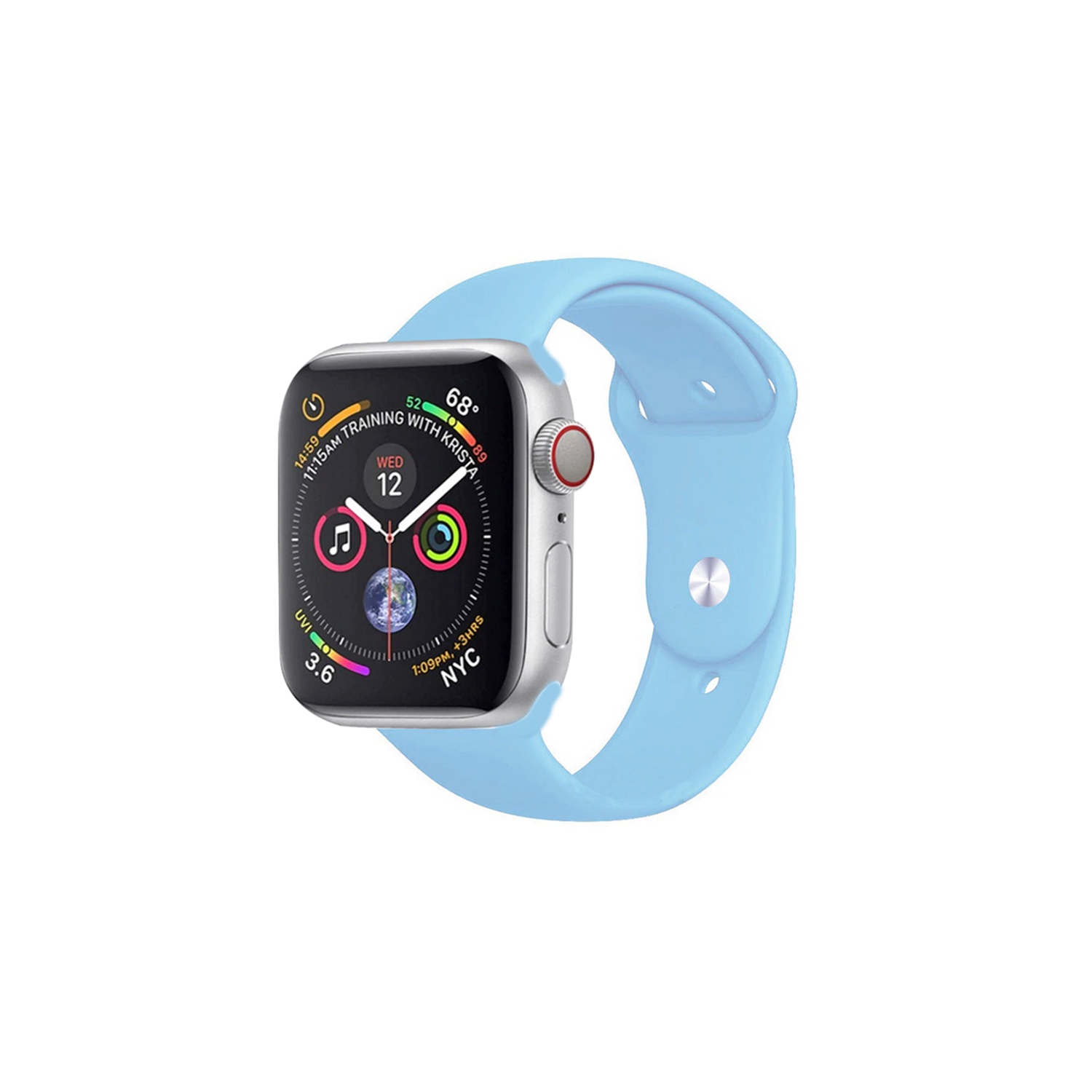 Watch Strap Silicone Sports Band Bracelet M/L Size For Apple iWatch Series 42mm/44mm - Light Blue