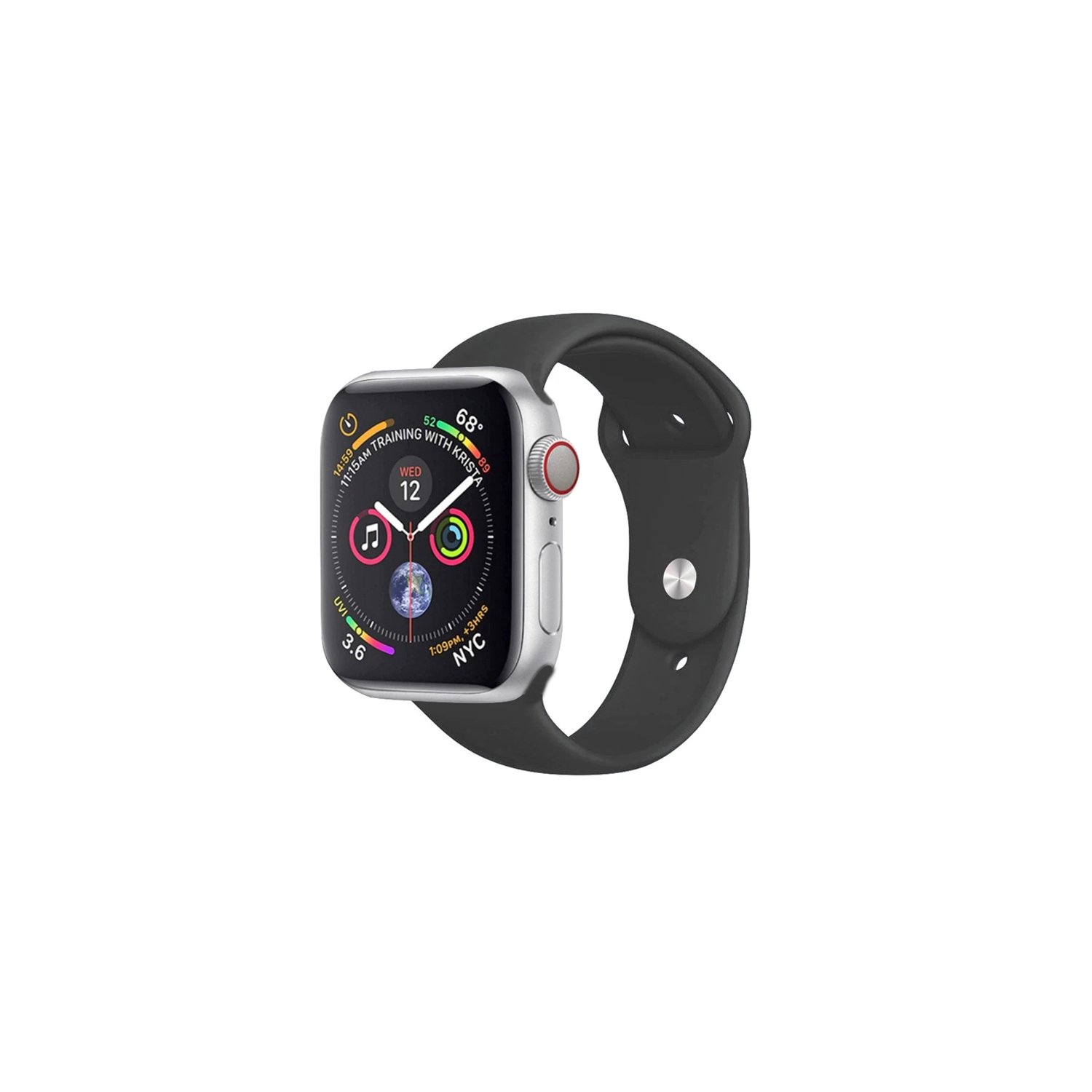 Watch Strap Silicone Sports Band Bracelet M/L Size For Apple iWatch Series 42mm/44mm - Black
