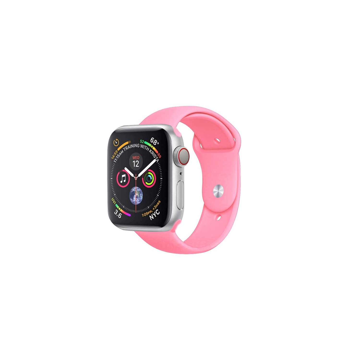 Watch Strap Silicone Sports Band Bracelet M/L Size For Apple iWatch Series 42mm/44mm - Light Pink