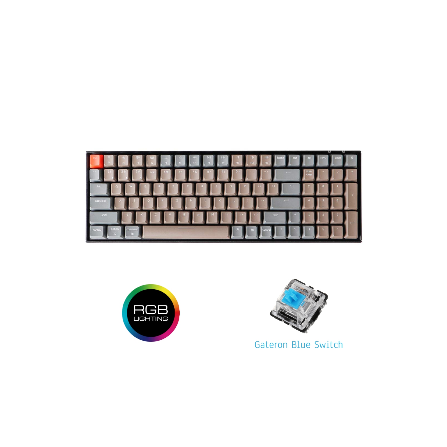 Keychron K4 Bluetooth/USB-C Keyboard - RGB Backlit - Gateron Blue - Mac and Windows