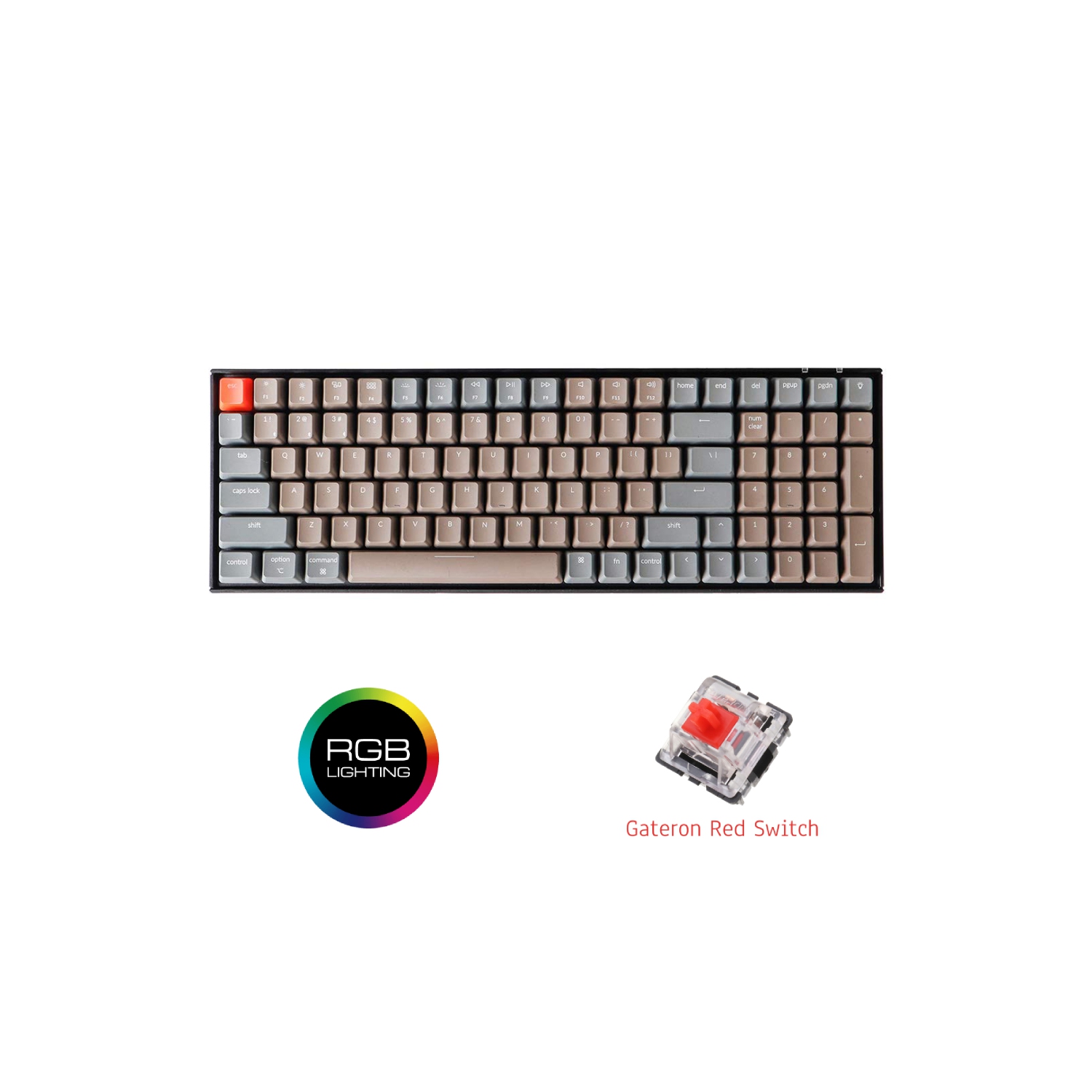 Keychron K4 Bluetooth/USB-C Keyboard - RGB Backlit - Gateron Red - Mac and Windows