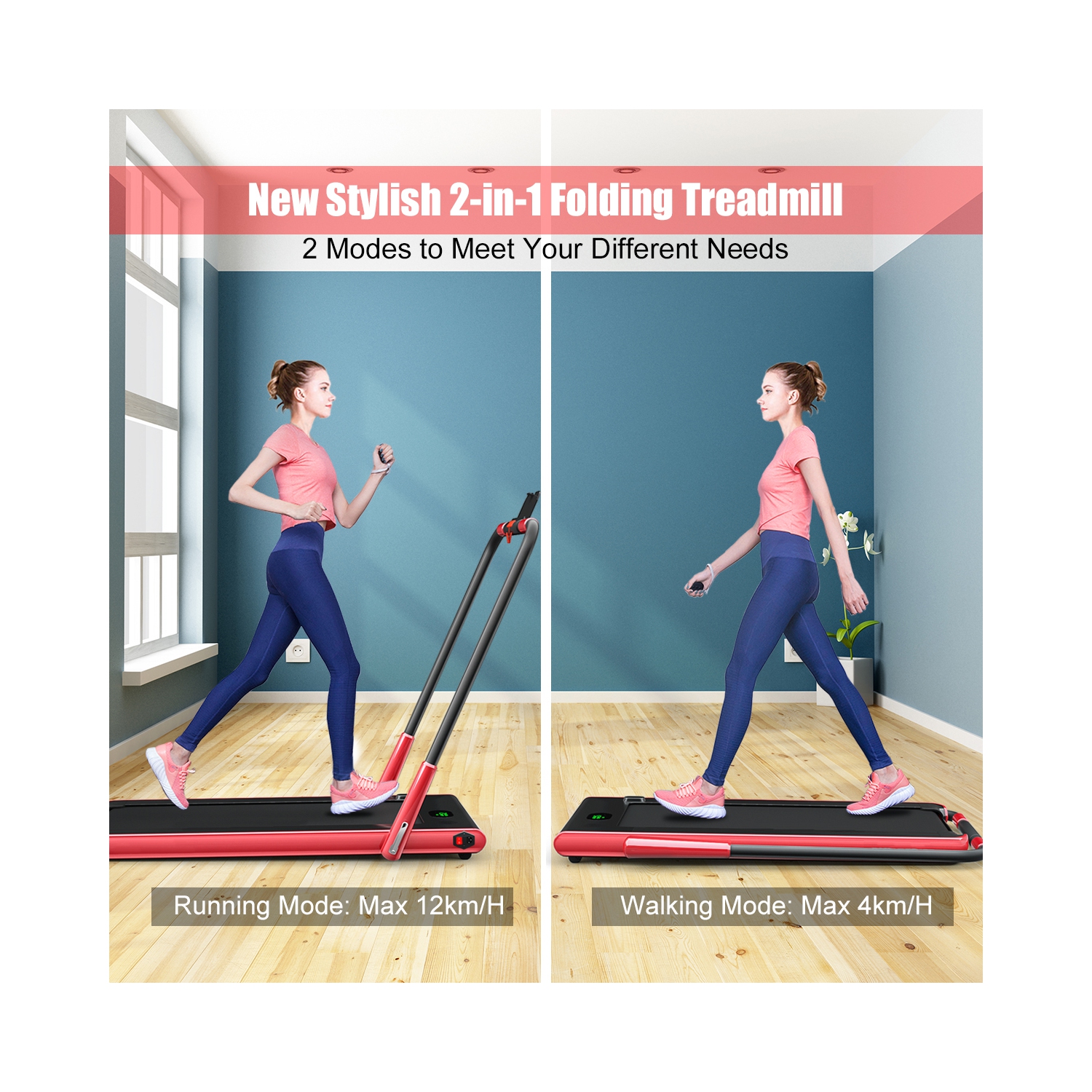 Gymax 2.25HP Under Desk Electric Pad Treadmill Running Machine w/ APP