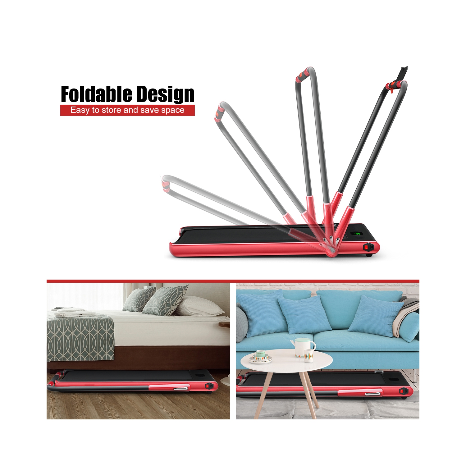 Gymax 2.25HP Under Desk Electric Pad Treadmill Running Machine w/ APP