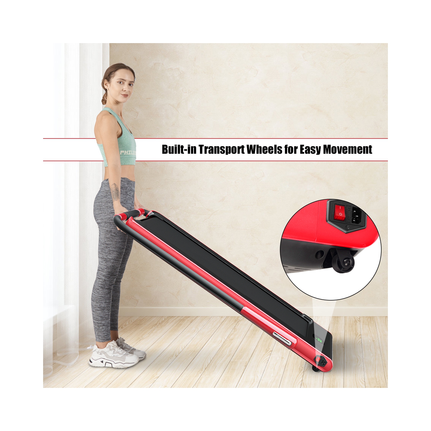 Gymax 2.25HP Under Desk Electric Pad Treadmill Running Machine w/ APP