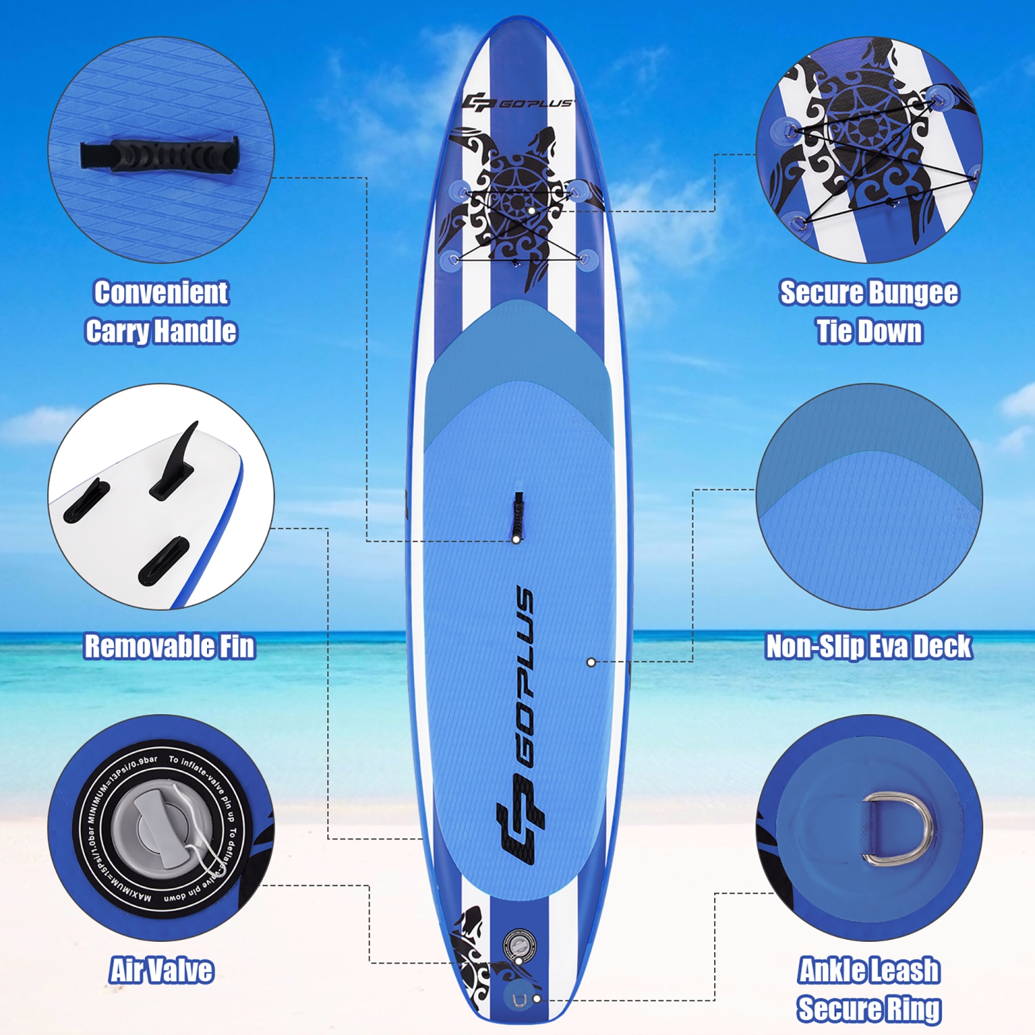 Goplus 11’ Inflatable Stand Up Paddle Board SUP W/Carrying Bag Aluminum Paddle