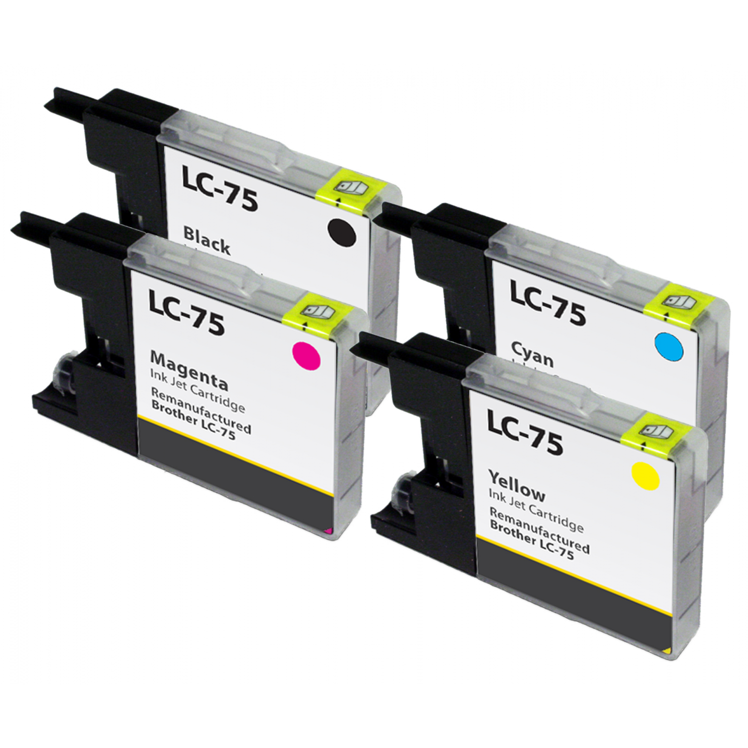 Zoomtoner Compatible BROTHER LC75 High Yield Ink / Inkjet Cartridge SET Black Cyan Magenta Yellow