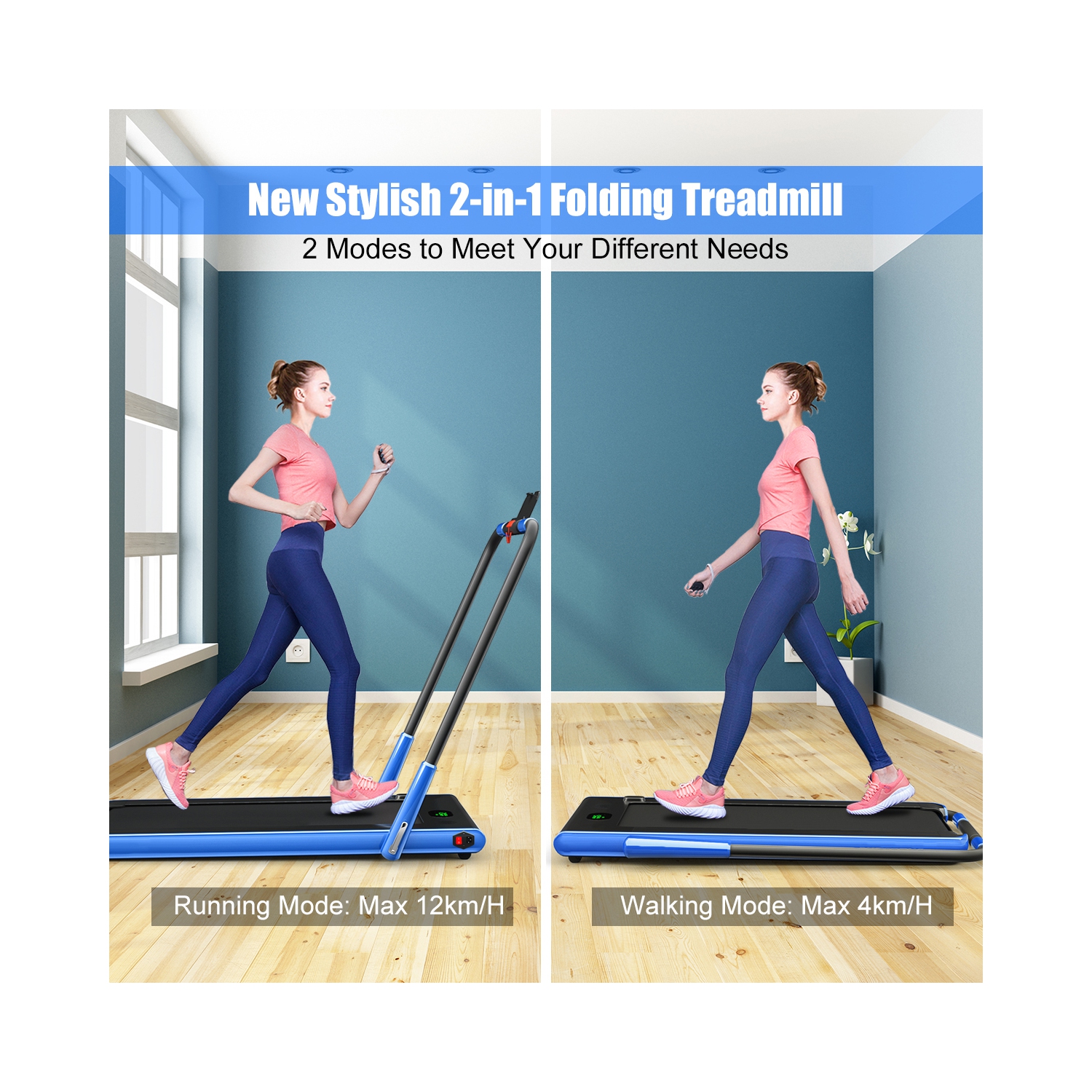 Gymax 2.25HP Under Desk Electric Pad Treadmill Running Machine w/ APP