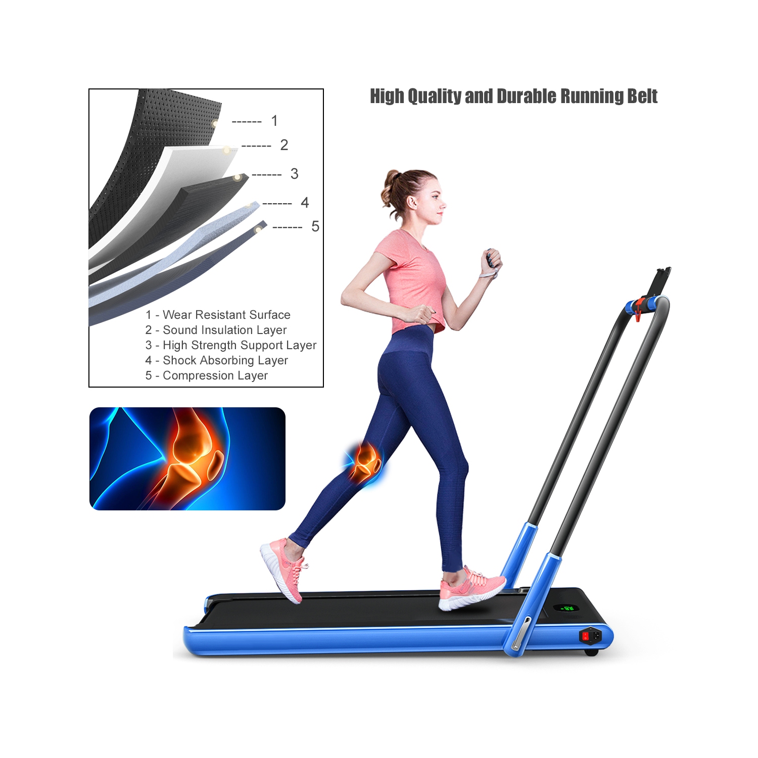 Gymax 2.25HP Under Desk Electric Pad Treadmill Running Machine w/ APP