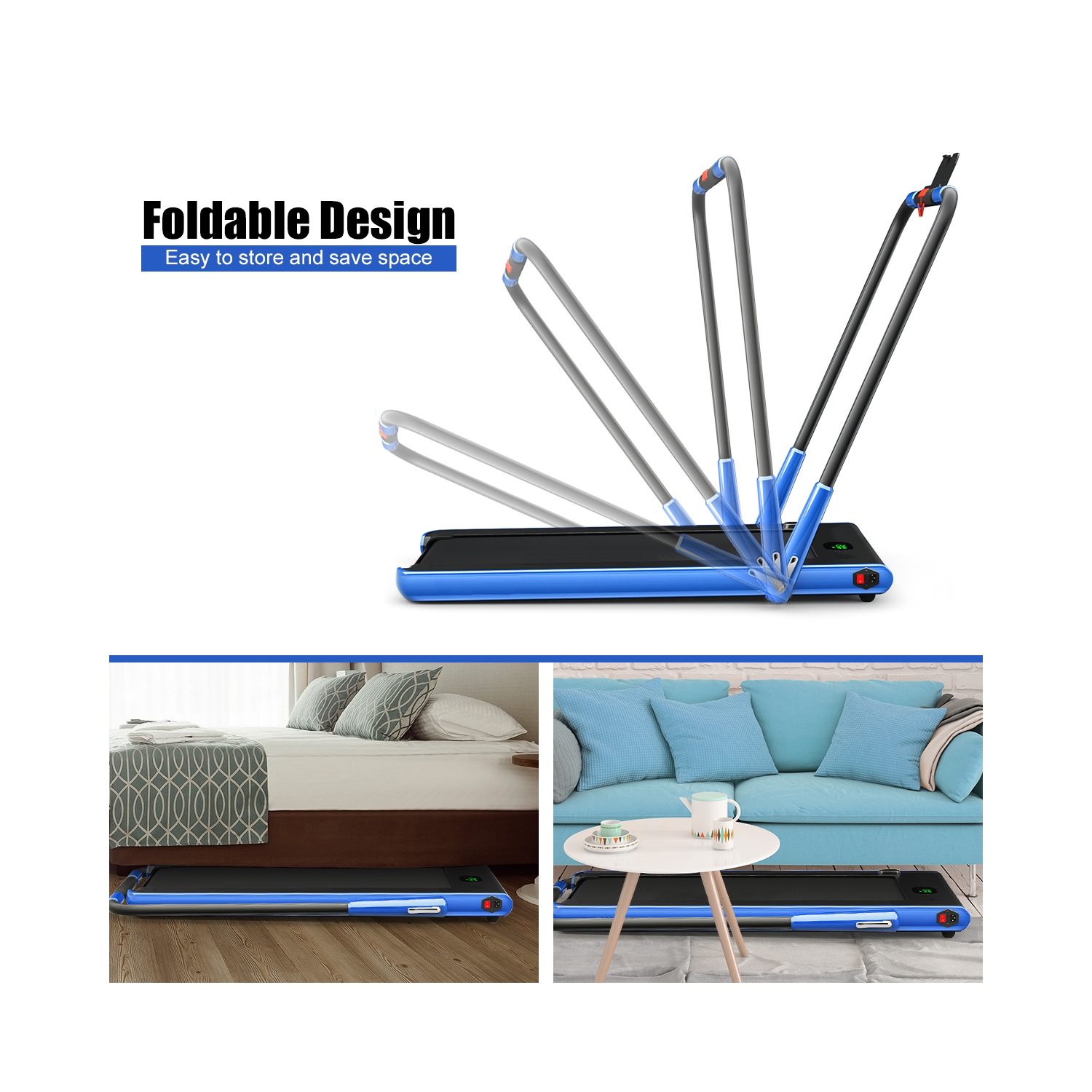 Gymax 2.25HP Under Desk Electric Pad Treadmill Running Machine w/ APP