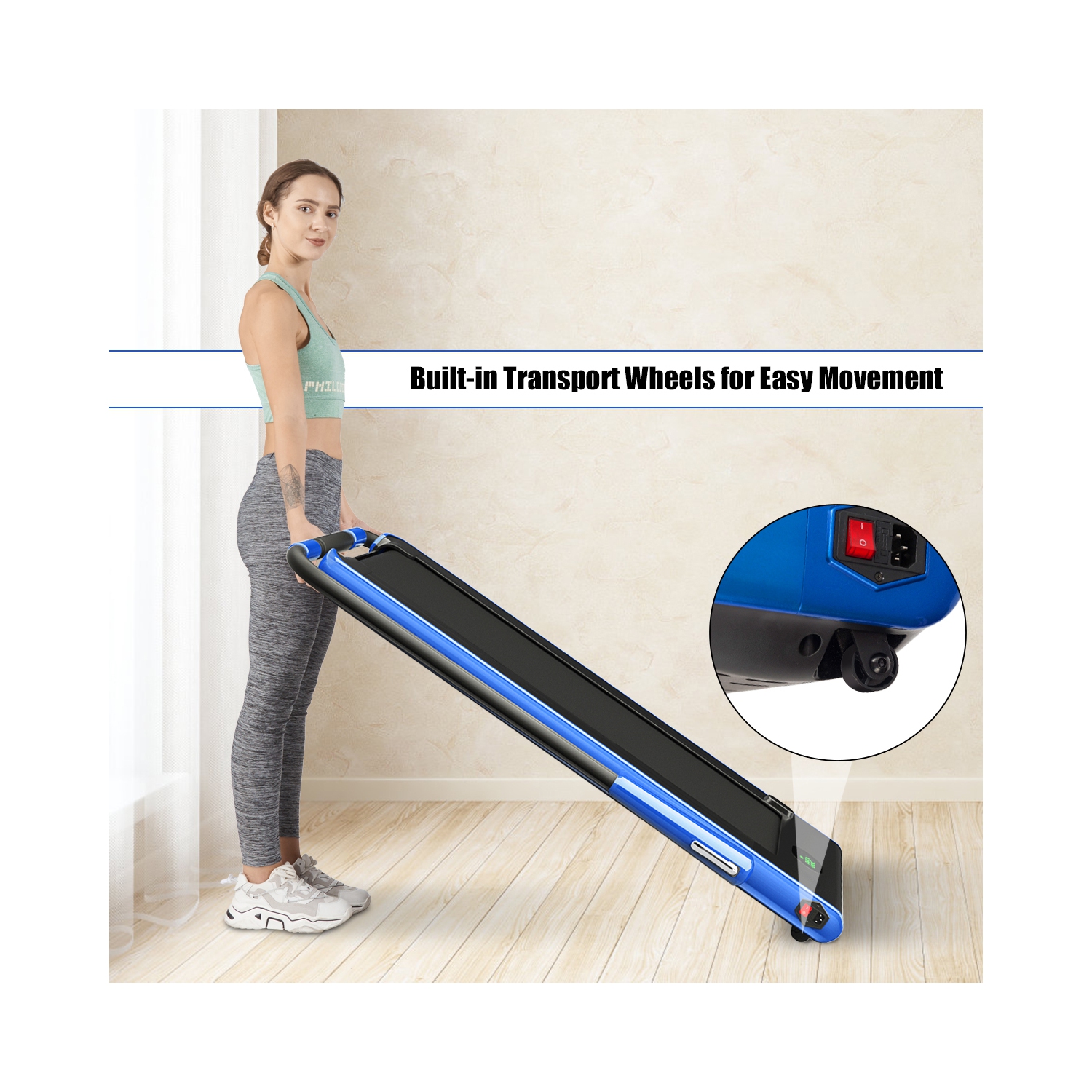 Gymax 2.25HP Under Desk Electric Pad Treadmill Running Machine w/ APP