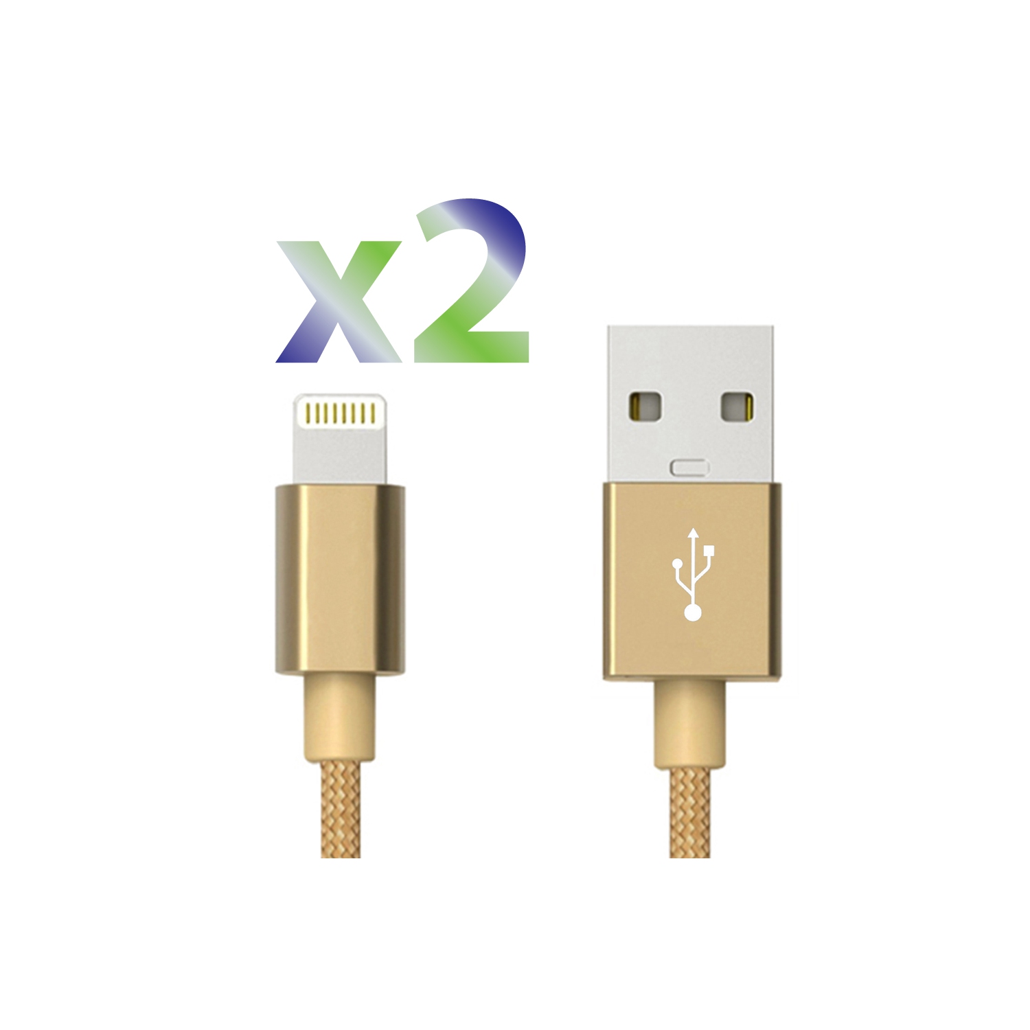 Exian Lightning USB Nylon Braided Cable 3M Gold 2/PKG