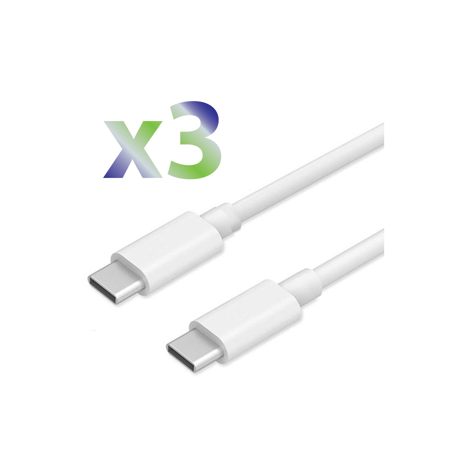 Exian Type C to Type C Cable 1M White 3/Pkg