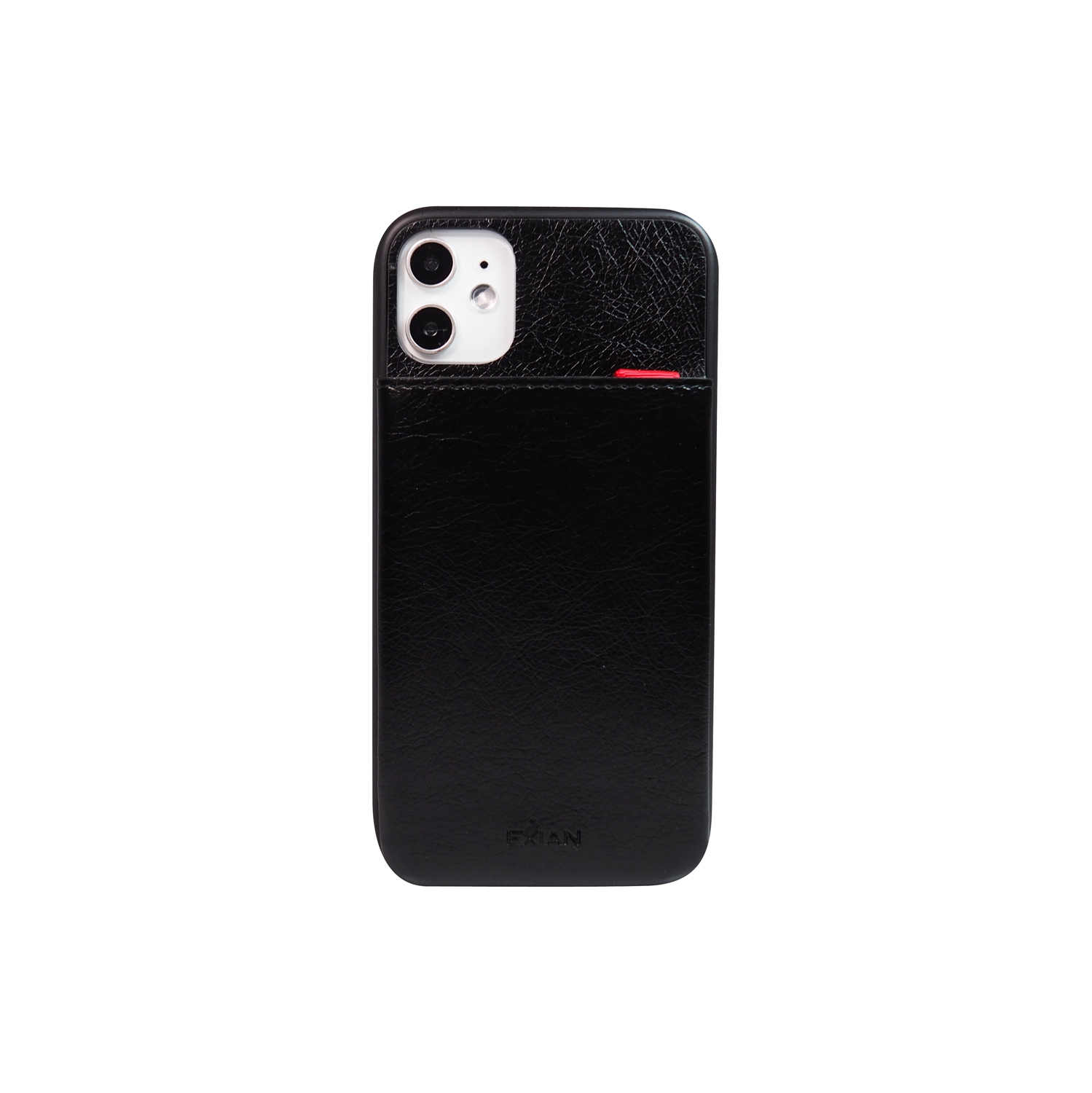 Cuir de polyuréthane iPhone 11 d’Exian avec porte-cartes 3-noir