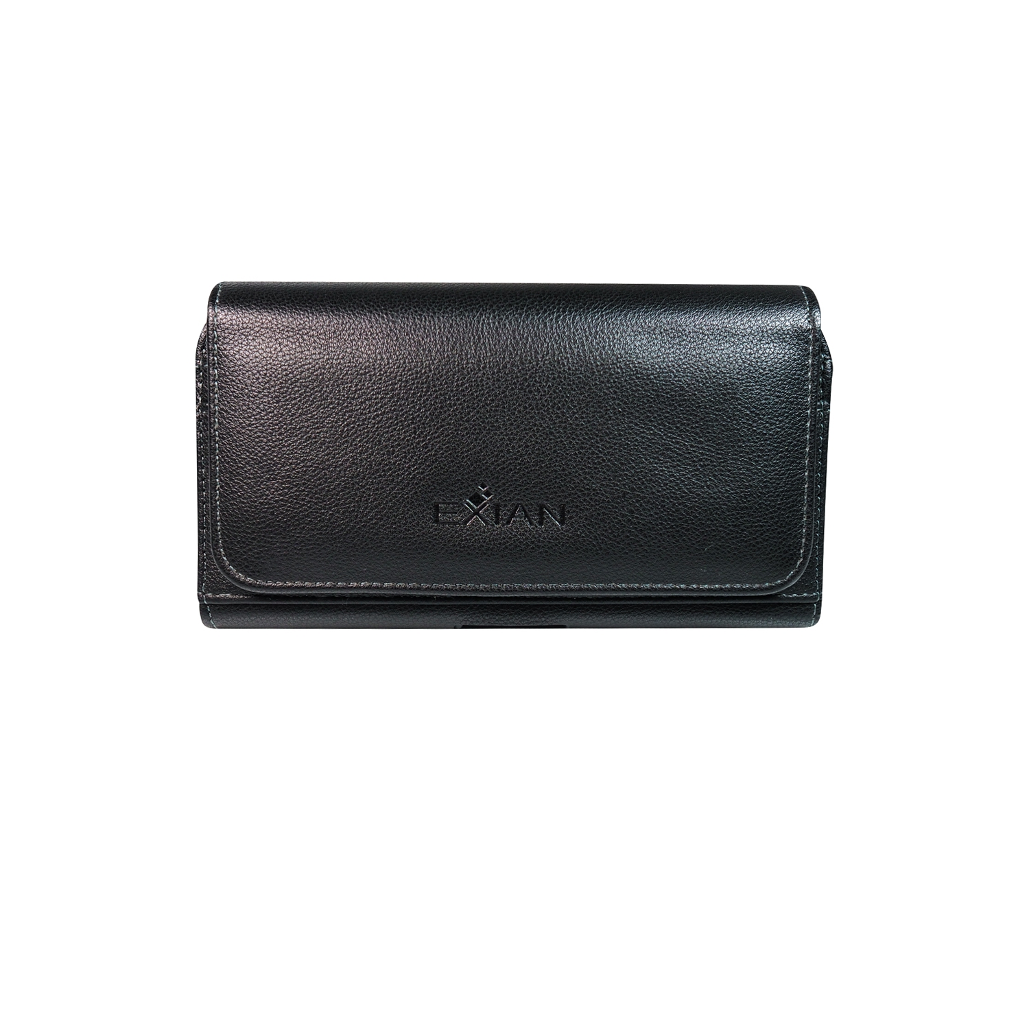 Pochette en cuir de polyuréthane d’Exian avec coupe-ceinture et fentes pour cartes de 6.25 x 3,25 po, noir