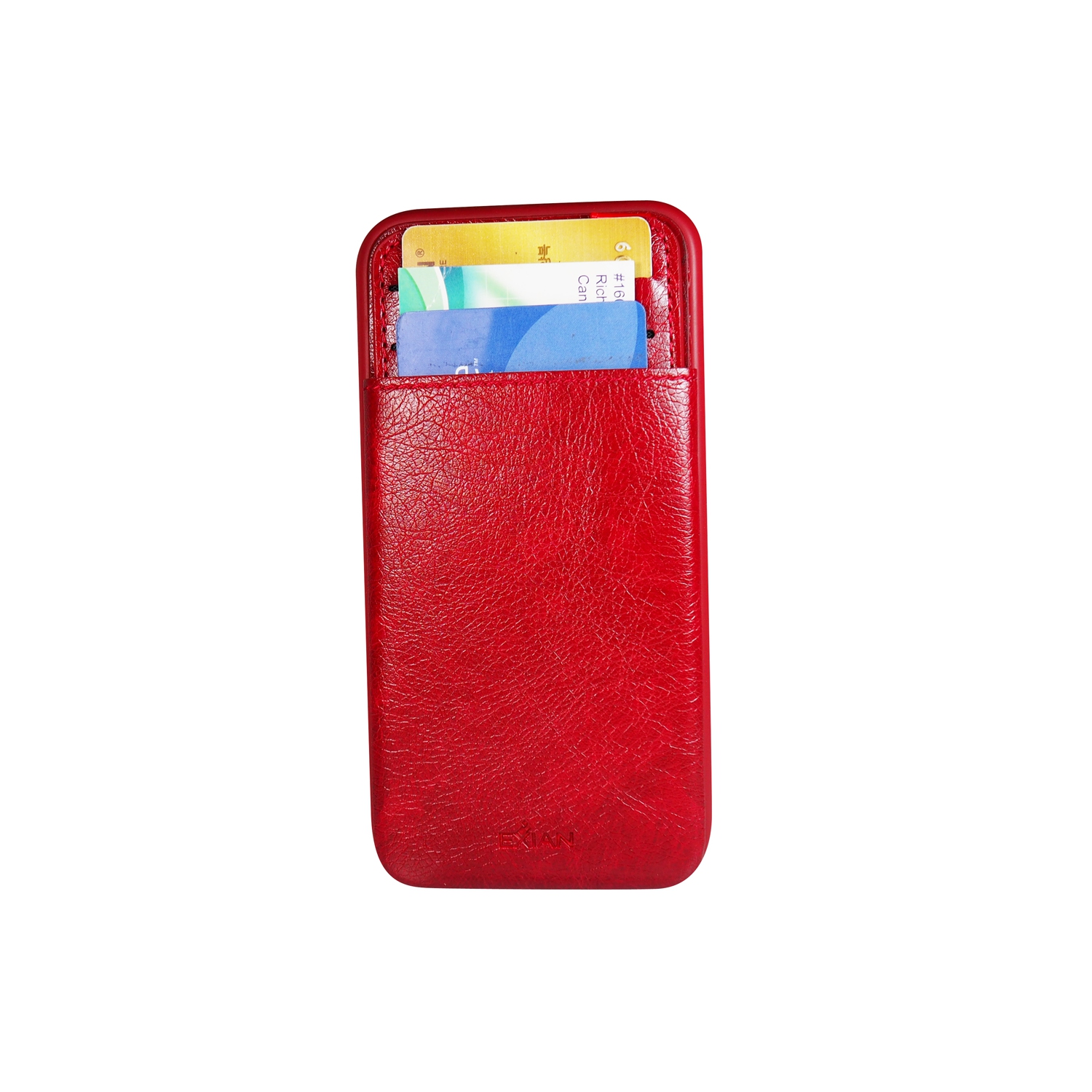 Cuir de polyuréthane iPhone 11 d’Exian avec porte-cartes 3-Rouge