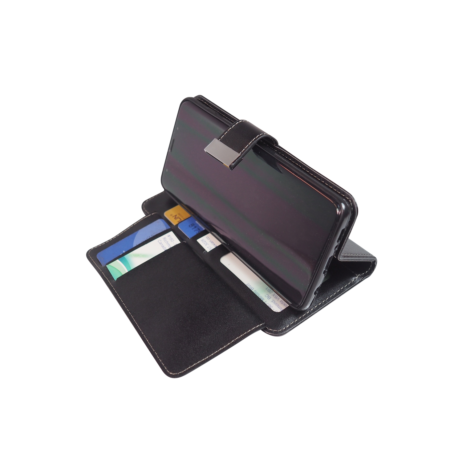 Le portefeuille en similicuir en polyuréthane d’Exian pour Galaxy S10 de Samsung peut contenir jusqu’à 10 cartes de crédit, noir