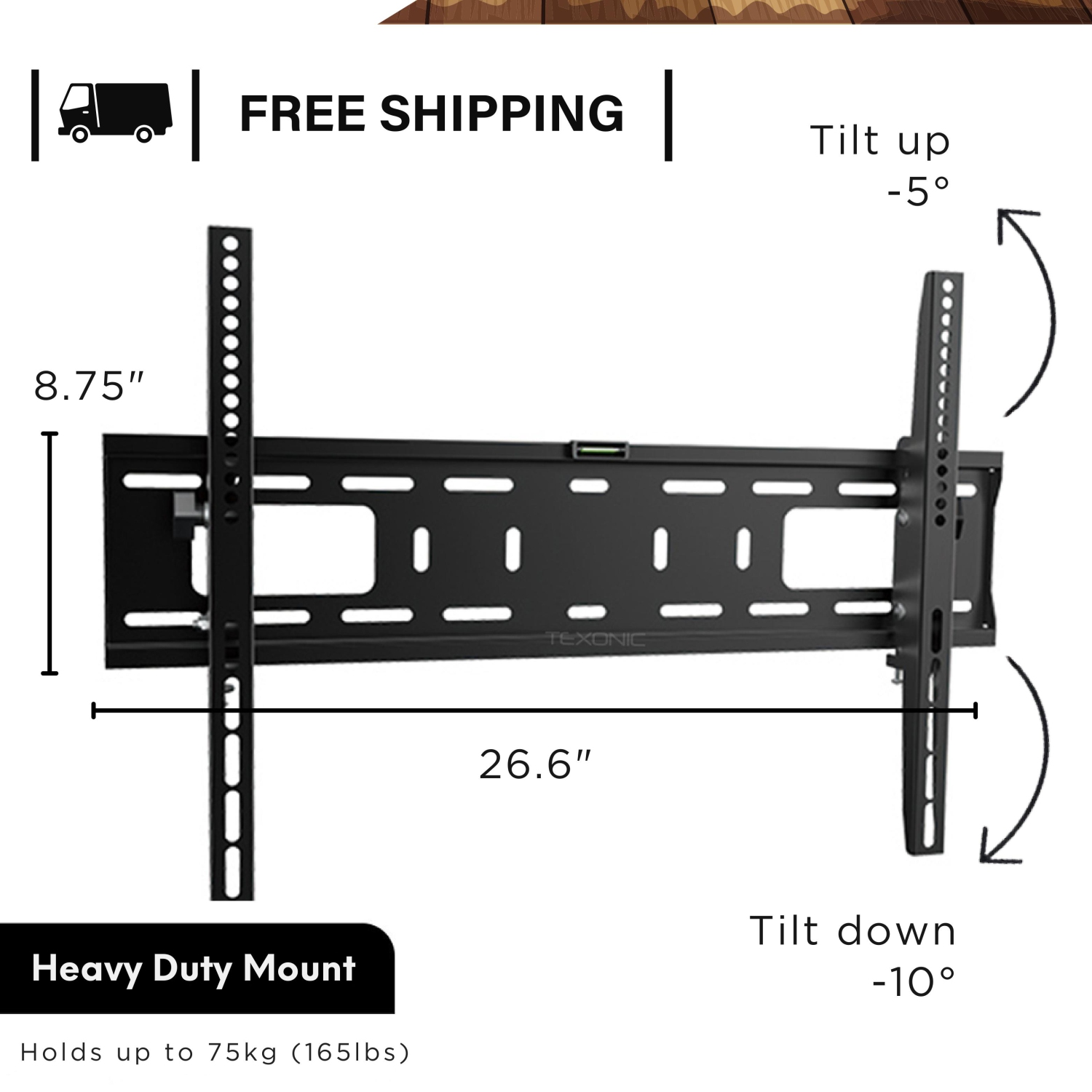 Free Shipping | TEXONIC 37" to 75" Heavy Duty Slim Tilt TV Wall Mount